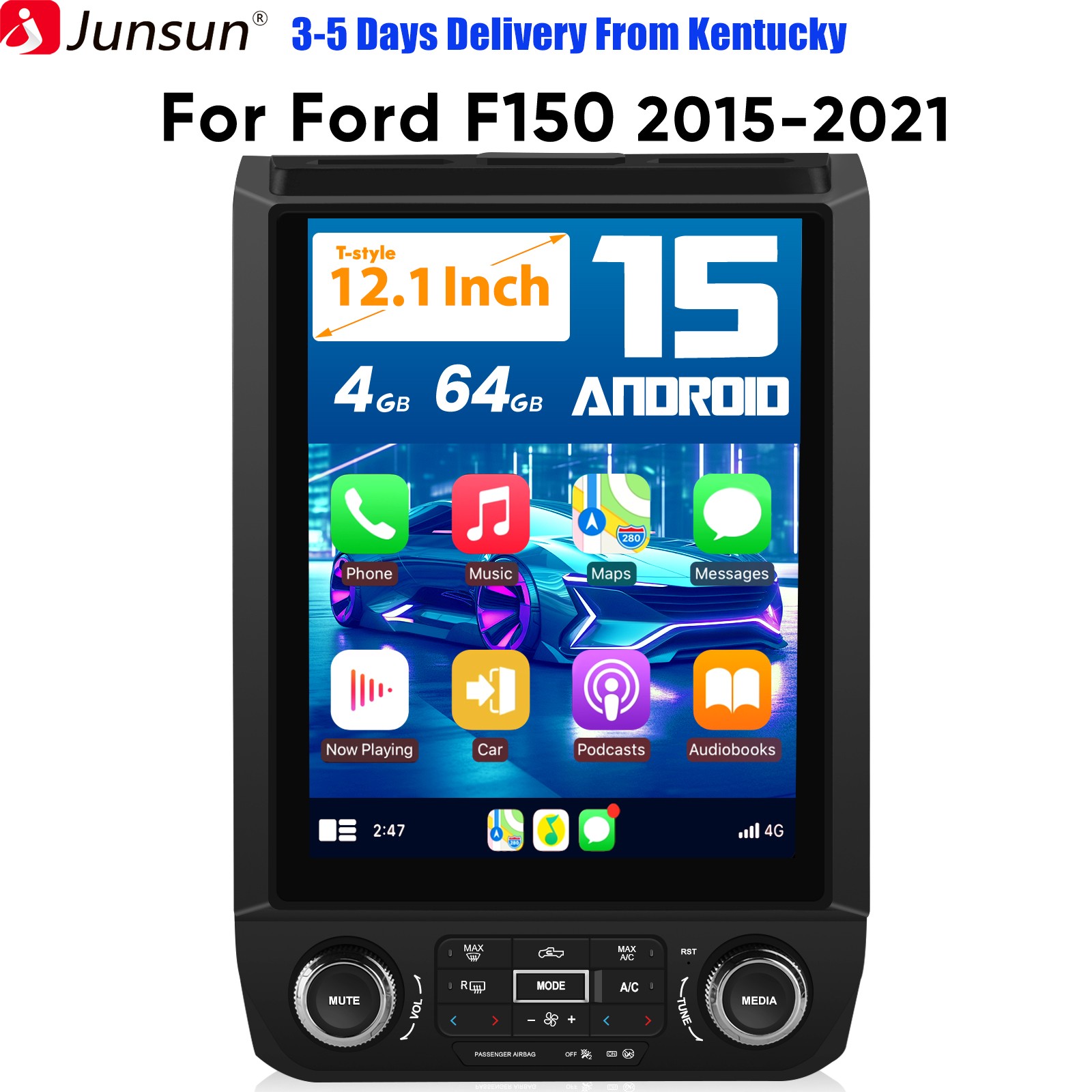 For Ford F150 2015-2021 With B&O 4+64G Carplay Android15 12.1″Car Radio GPS Navi