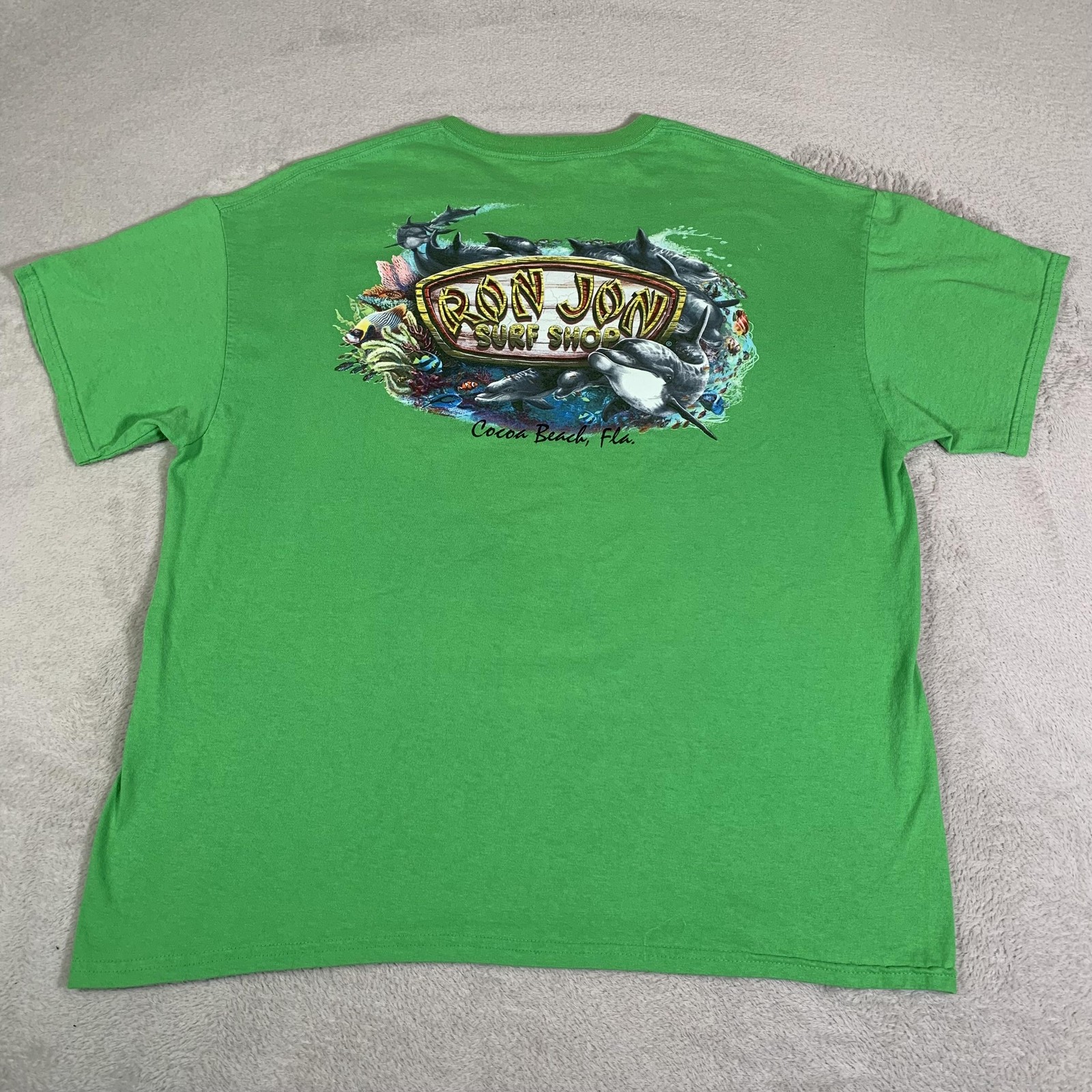Ron Jon Surf Shop Shirt Mens XL Green Cocoa Beach Florida Ocean Dolphin Beach gallery