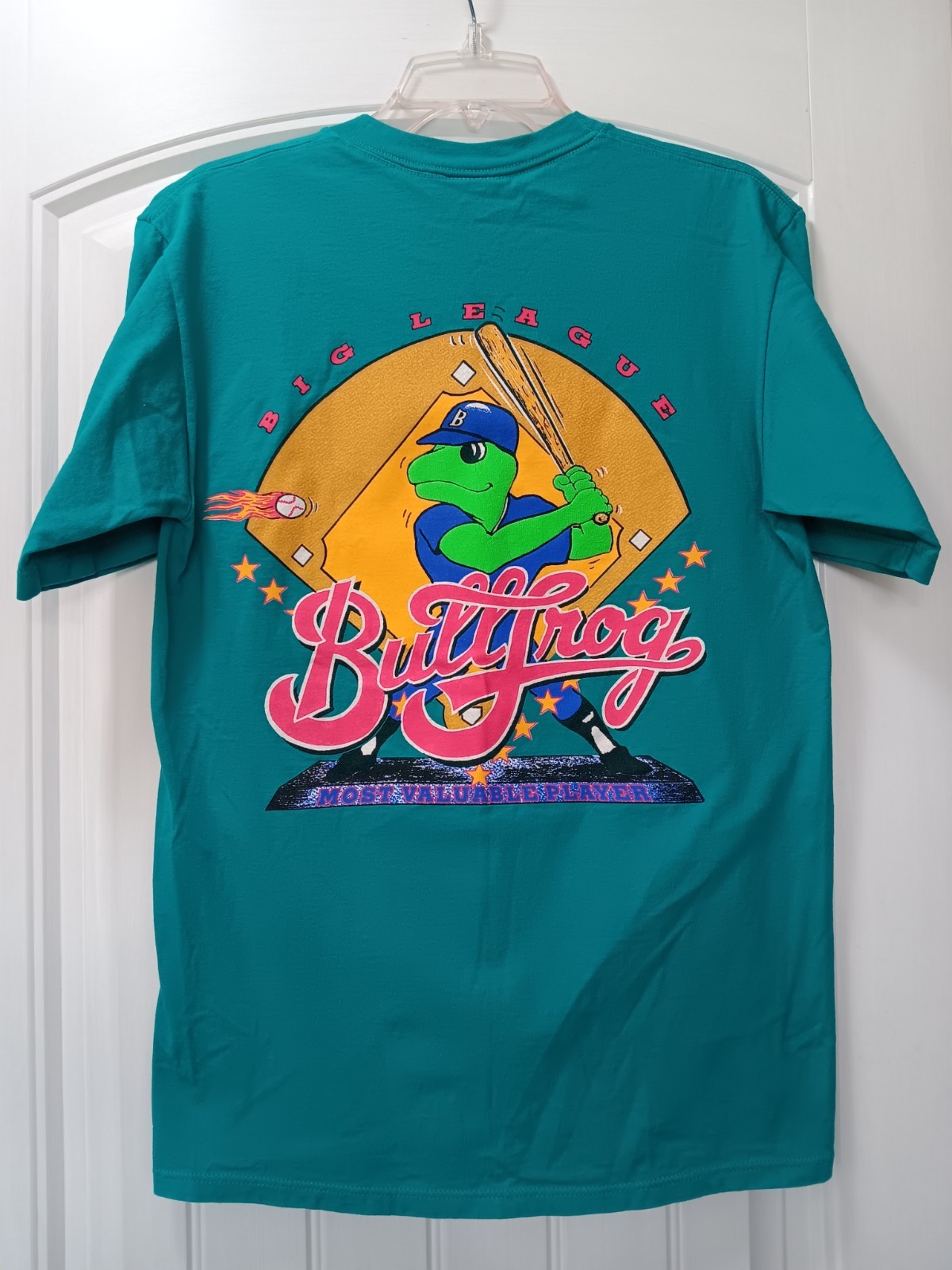 Vtg Bullfrog Amphibious Formula Sunscreen Promo T-Shirt M Teal Green