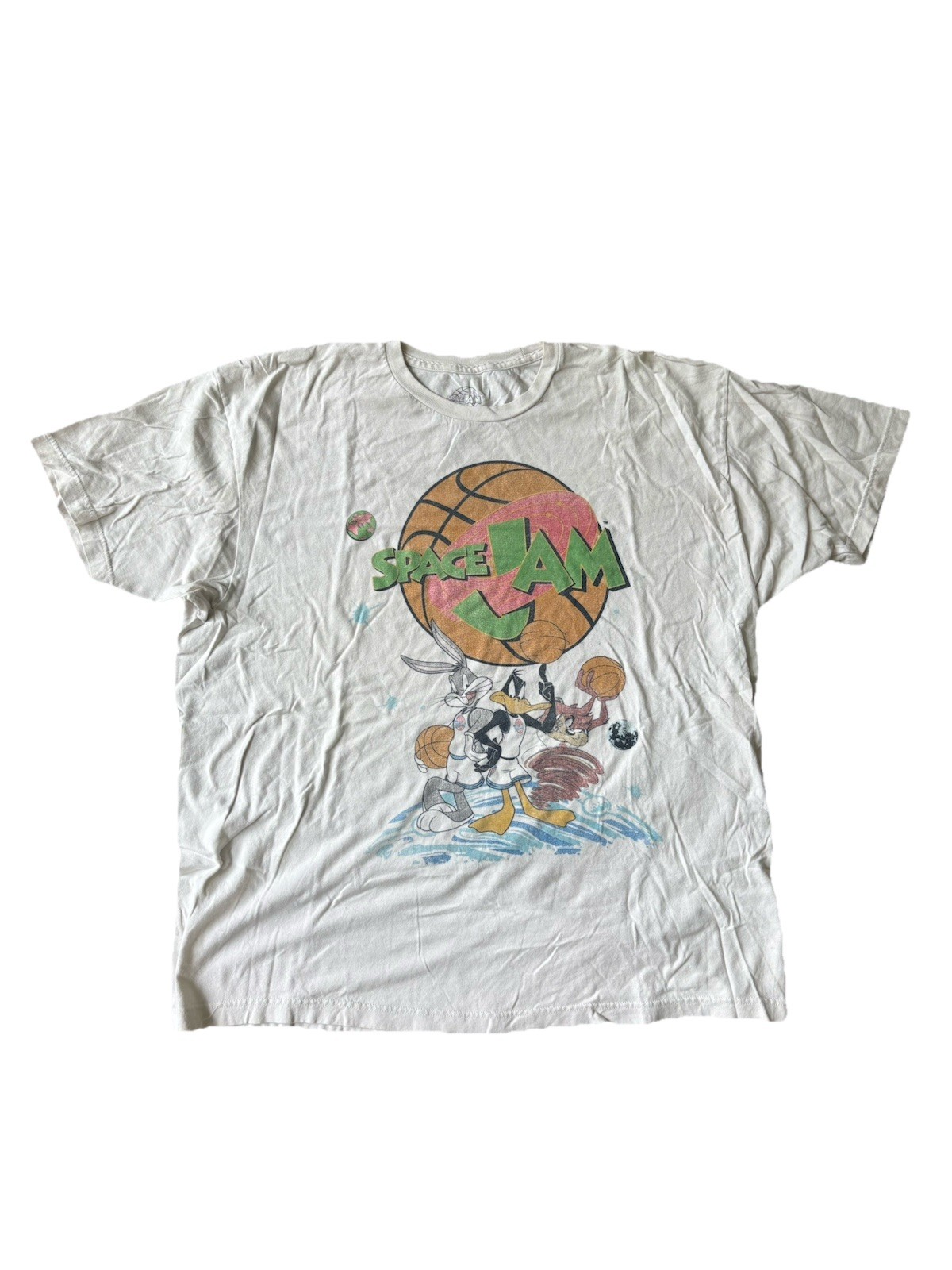 Space Jam Mens Graphic Looney Tunes Bugs Bunny Daffy Tee White XL gallery