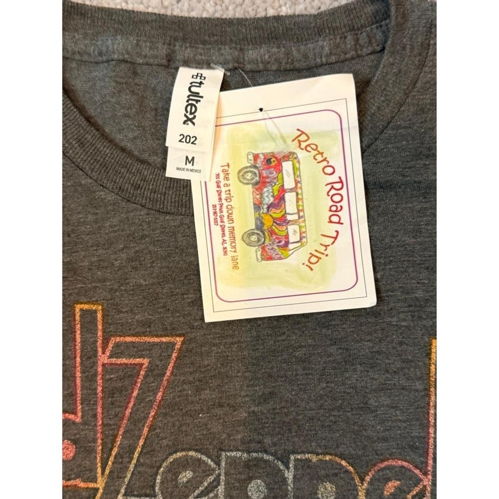 Tultex Men's Grey and Orange T-shirt gallery