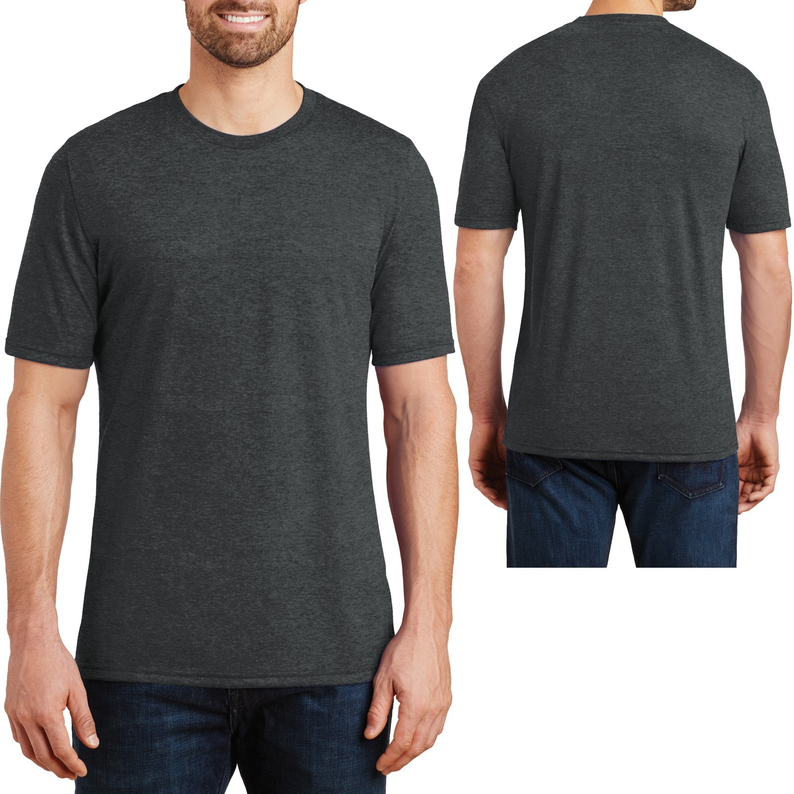 BIG MENS Tri Blend Crew Neck T-Shirt Athletic Fit Tee XL, 2XL, 3XL, 4XL NEW gallery