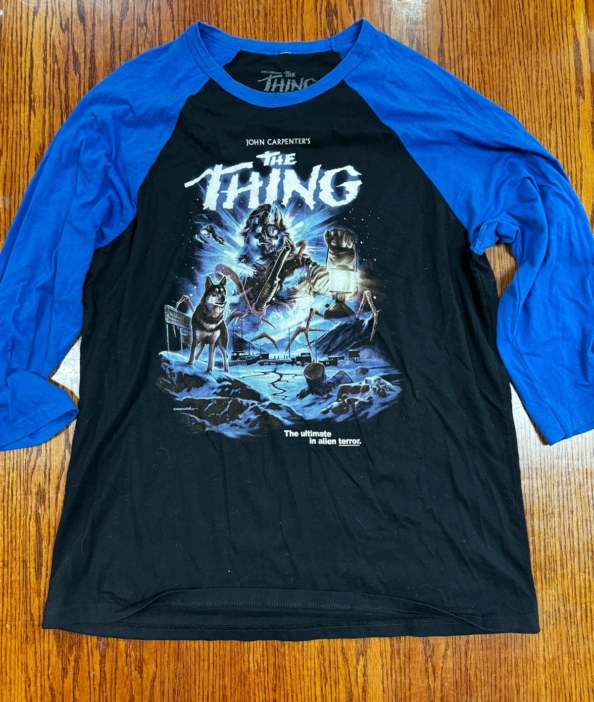 THE THING Fright Rags Horror Tshirt Large Baseball 3/4 SOLD OUT John Carpenter gallery
