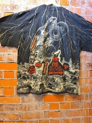 Vintage 90s Grave Digger Race Team Monster Truck All Over Print Shirt Sz 2xl EUC