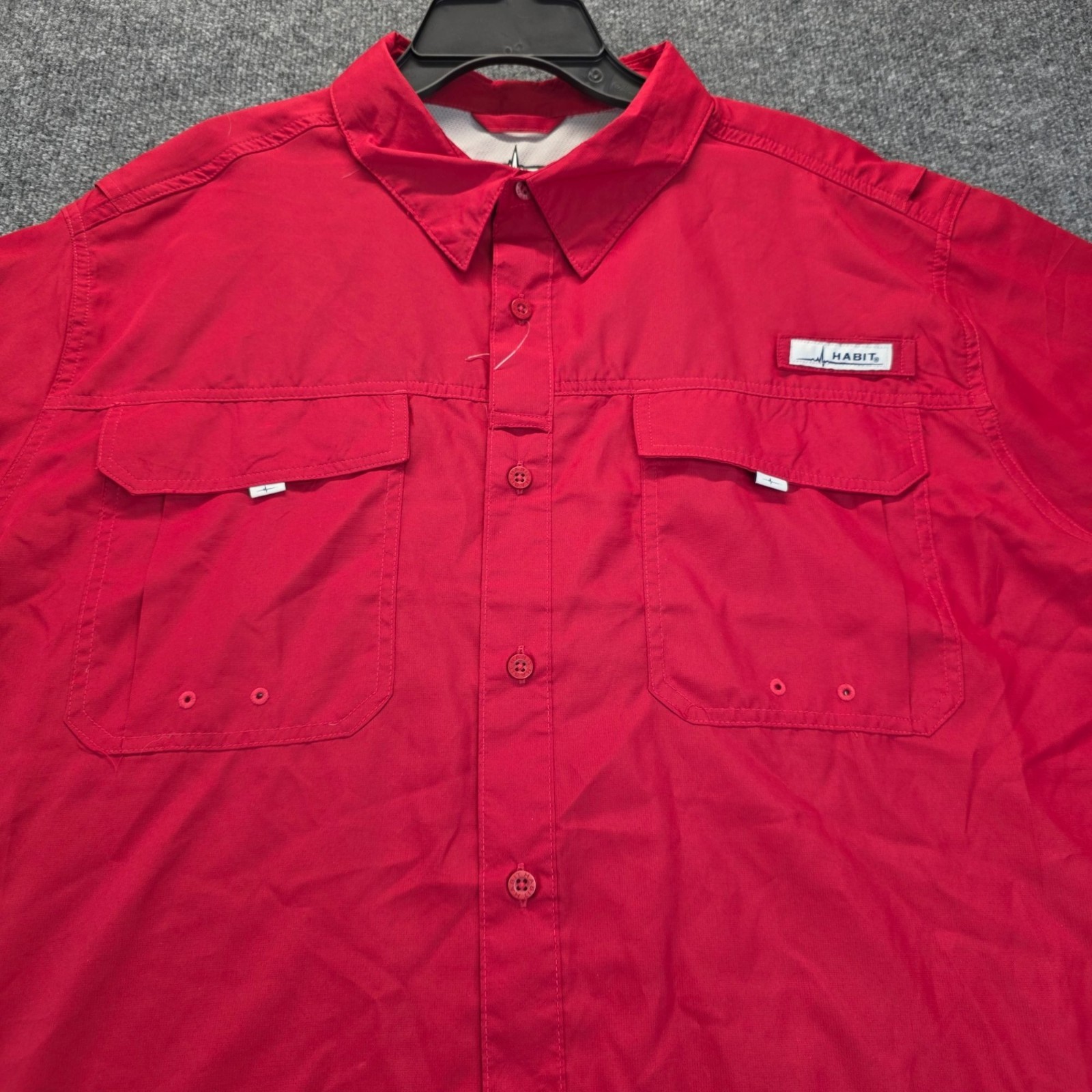 Habit Mens Fishing Shirt 2XL Red Short Sleeve Outdoor Campcore UPF 40+ Hike Gorp gallery