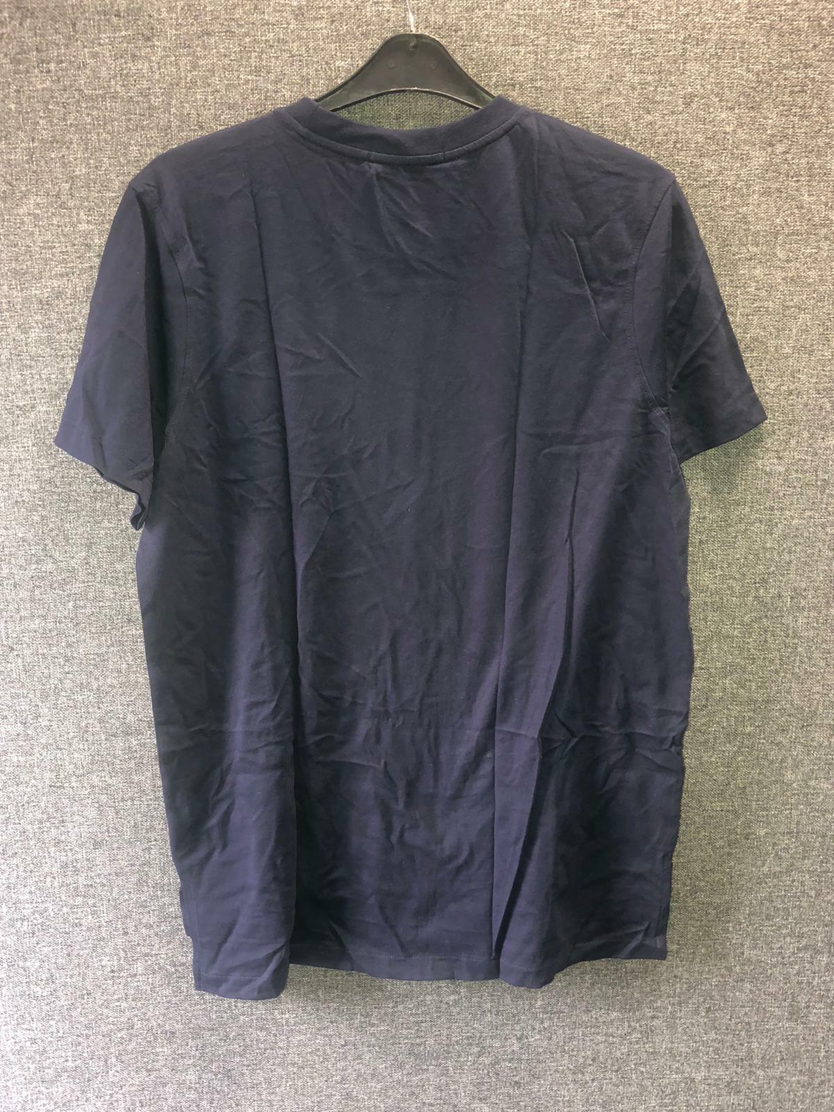 Mennace Stepped Hem Plain T-Shirt Navy Large TD014 OO 10 gallery