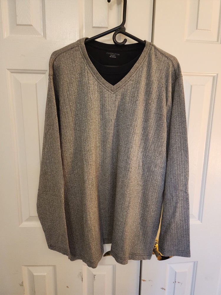 Covington Men’s Long Sleeve Pullover Shirt Size XXL Gray/Black Cotton/Polyester