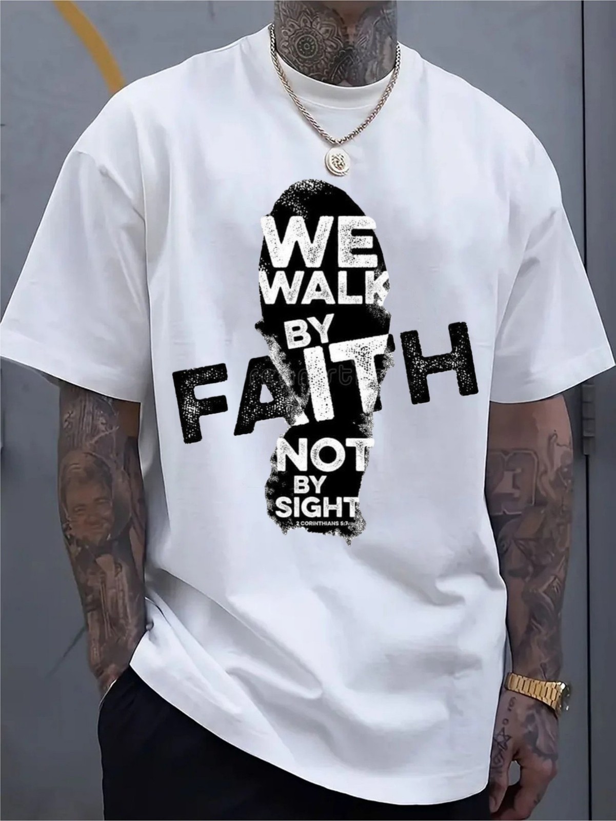 Men’s Christian Graphic Print Casual Crew Neck T-Shirt Streetwear Fashion Tee gallery