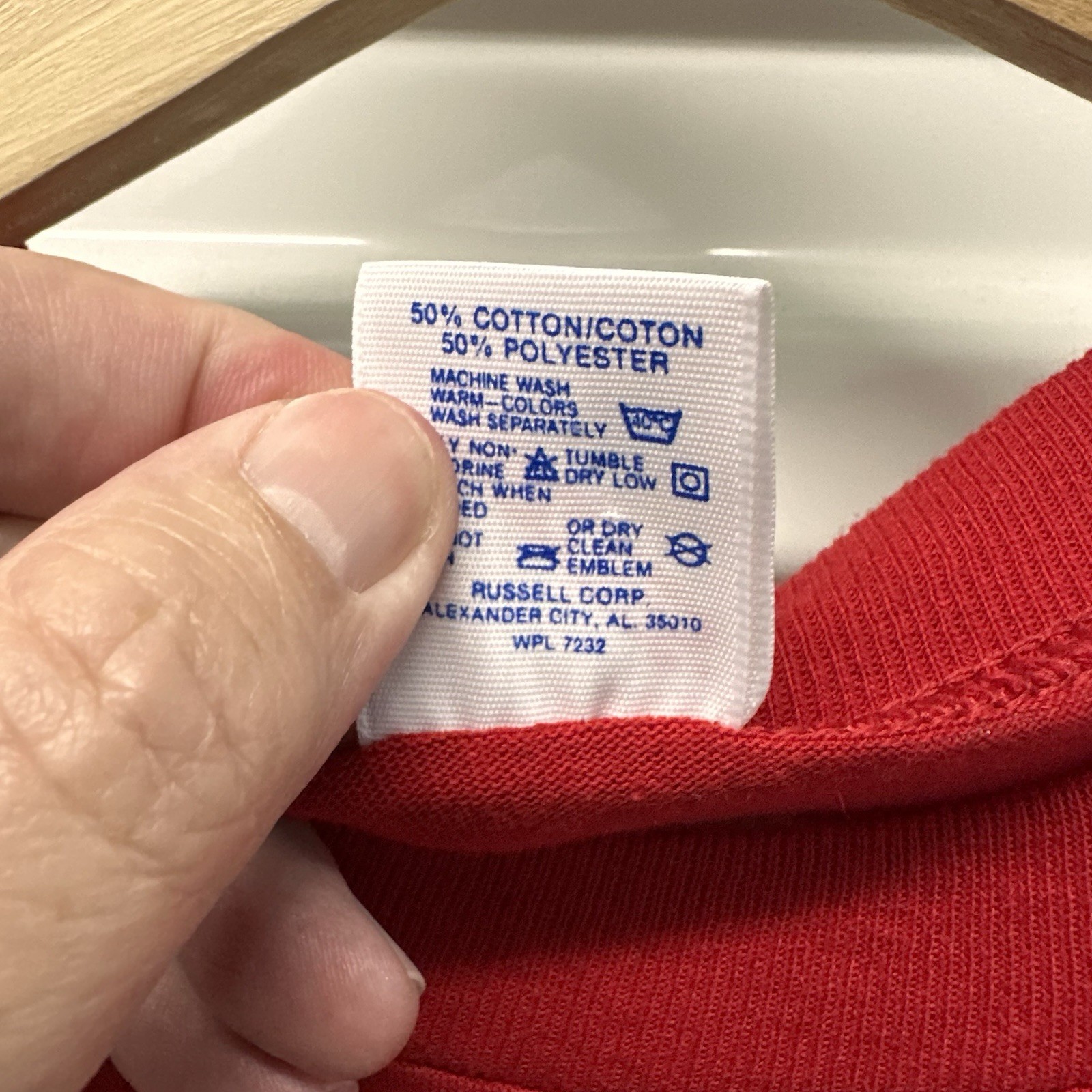 Vintage Jerzees Blank Red T Shirt 80s 90s Nos 50/50 Blend Solid USA Made Gym gallery