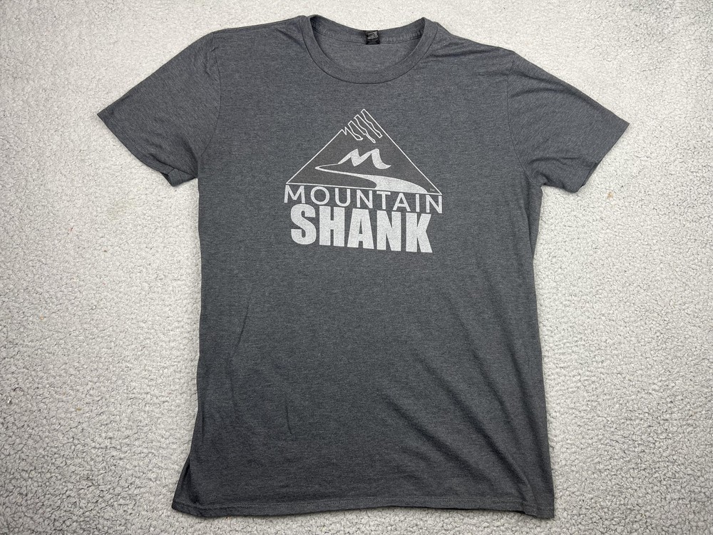 Mountain Shank Shirt Mens Large Gray Graphic Tee Anvil Lightweight Poly Blend