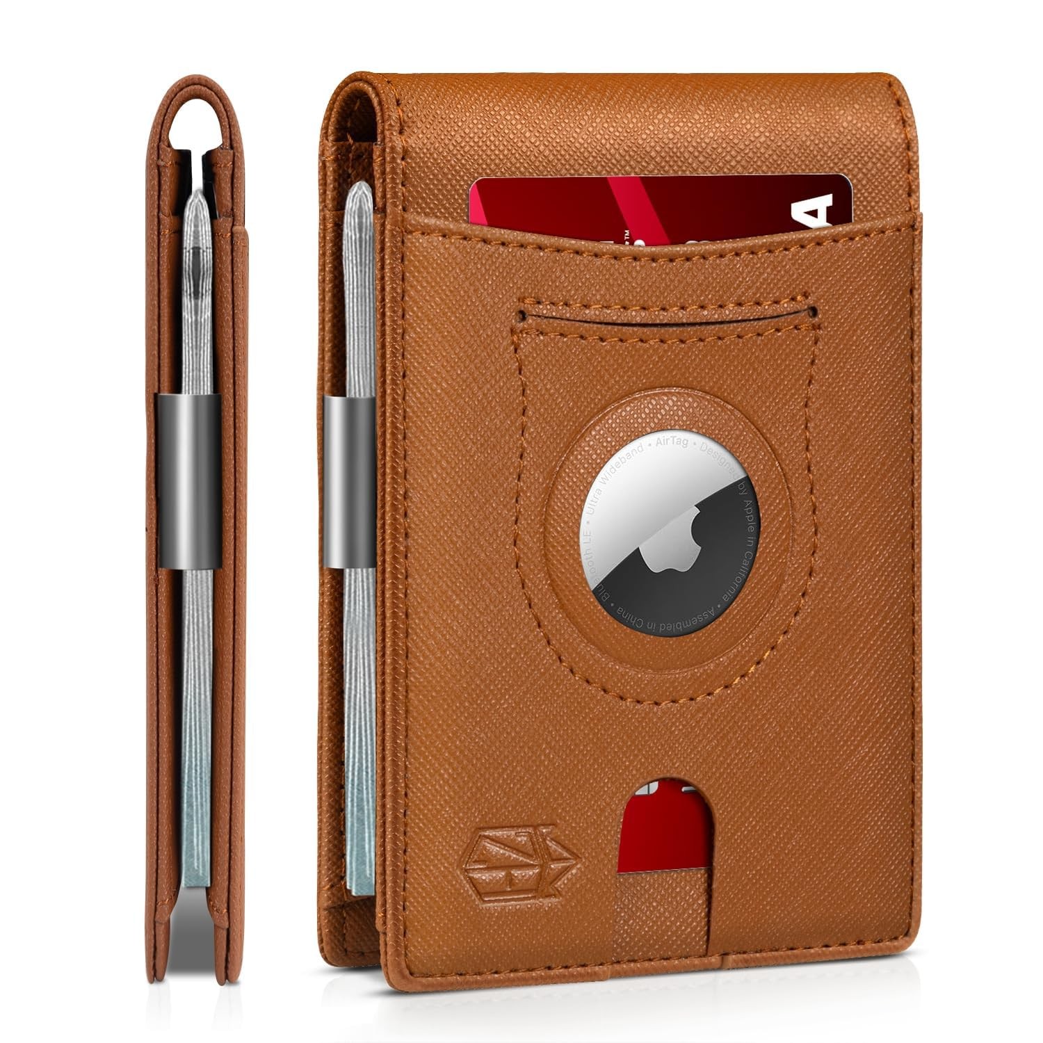 Airtag-Wallet-Mens-Slim-RFID Blocking Wallet Leather with Money Clip Air Tag …