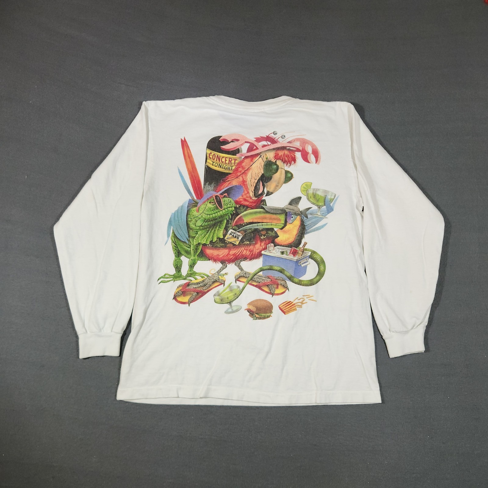 Vintage Caribbean Spud Jimmy Buffett Shirt Mens Size Large White Single-Stitch gallery