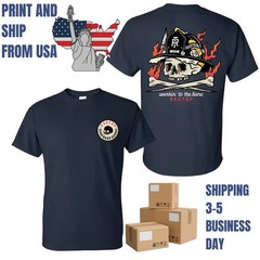 Workin To The Bone Firefighter Skull T-Shirt, Ragtop Boneward Bound