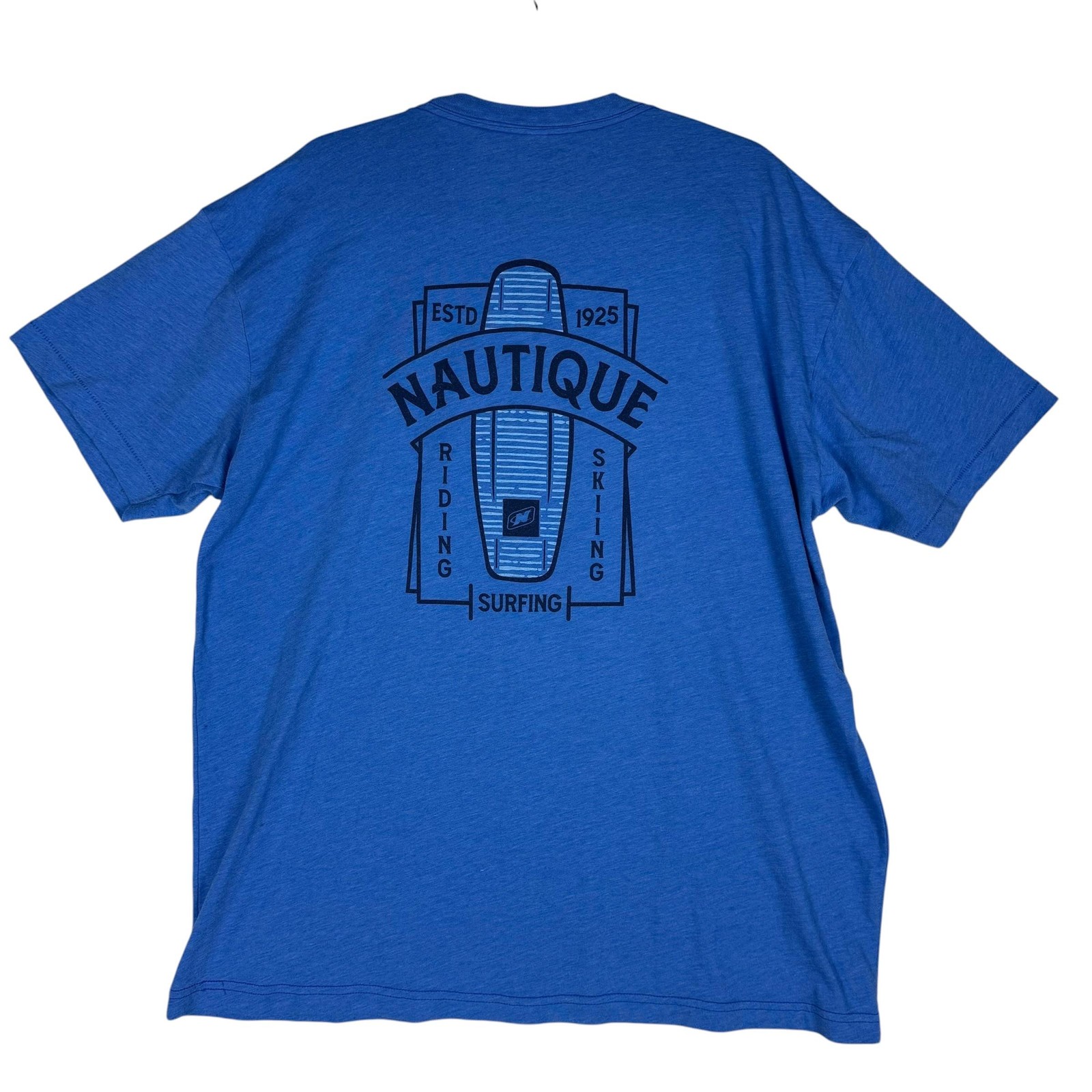 Nautique Shirt Mens 2XL Blue Surfing Riding Skiing Boat Graphic Tee Back Print gallery