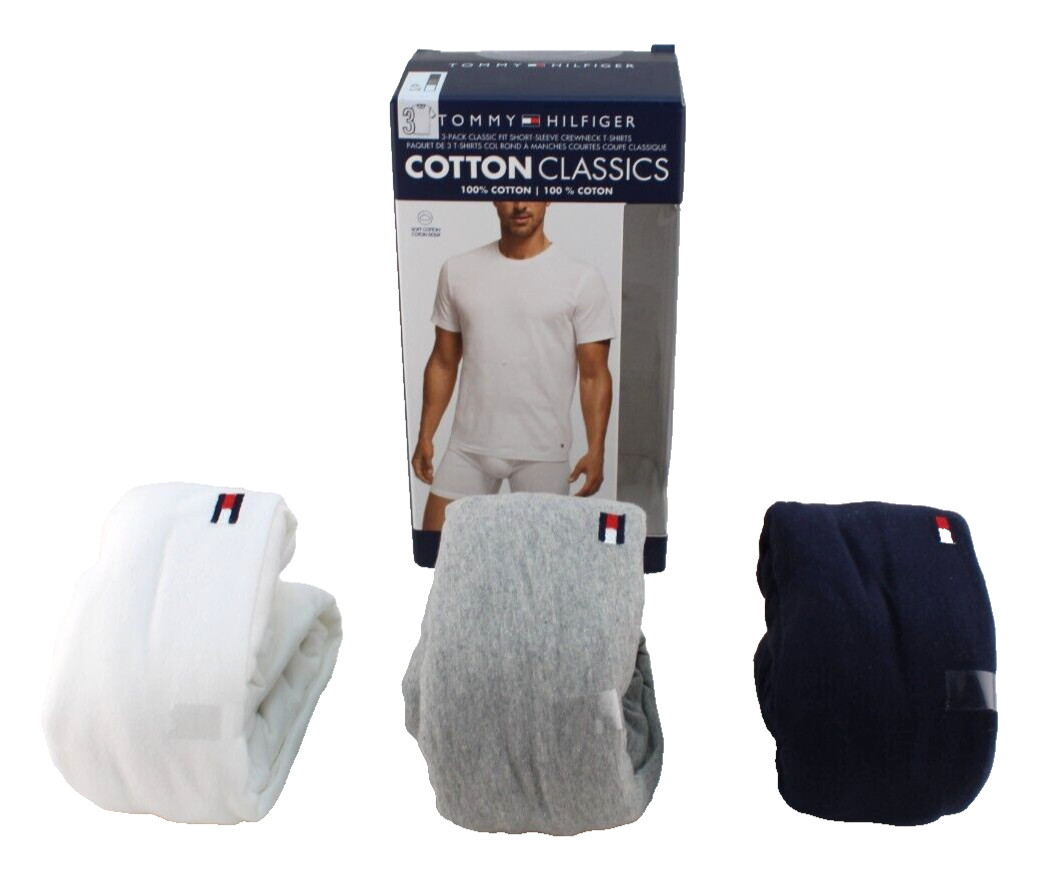 TOMMY HILFIGER Size S 34-36 Multi-Color 3-Pk Classic Crew Neck T-shirts MSRP $42 gallery