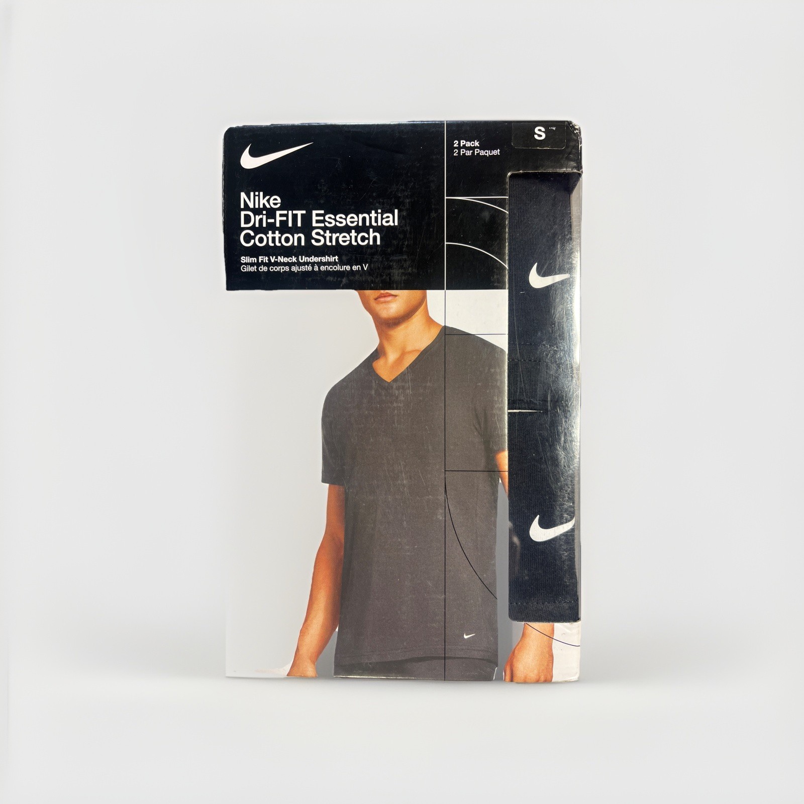 Nike Dri-FIT All Day Cotton Stretch V-Neck 2-Pack S Slim Fit Comfort-OPEN BOX gallery