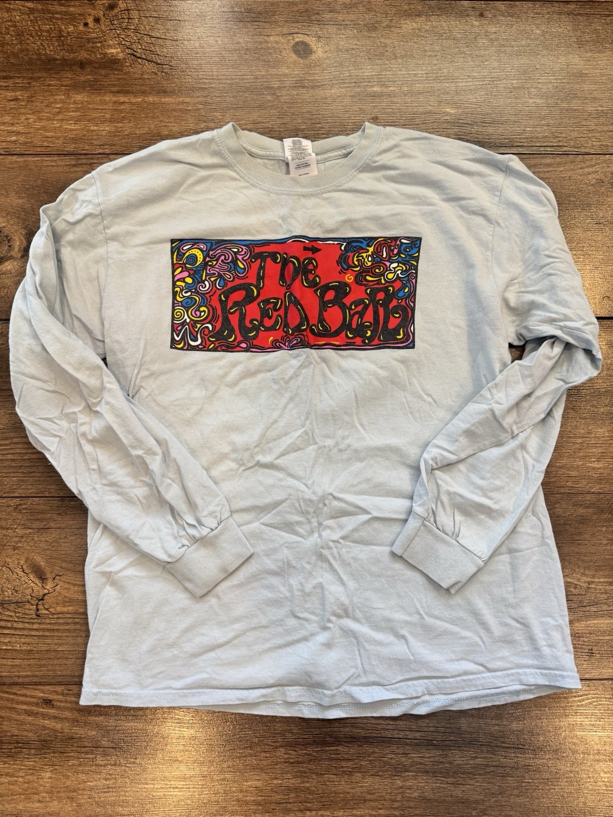 The Red Bar T-Shirt Grayton Beach Florida Size L Long Sleeve Graphic Sky Blue