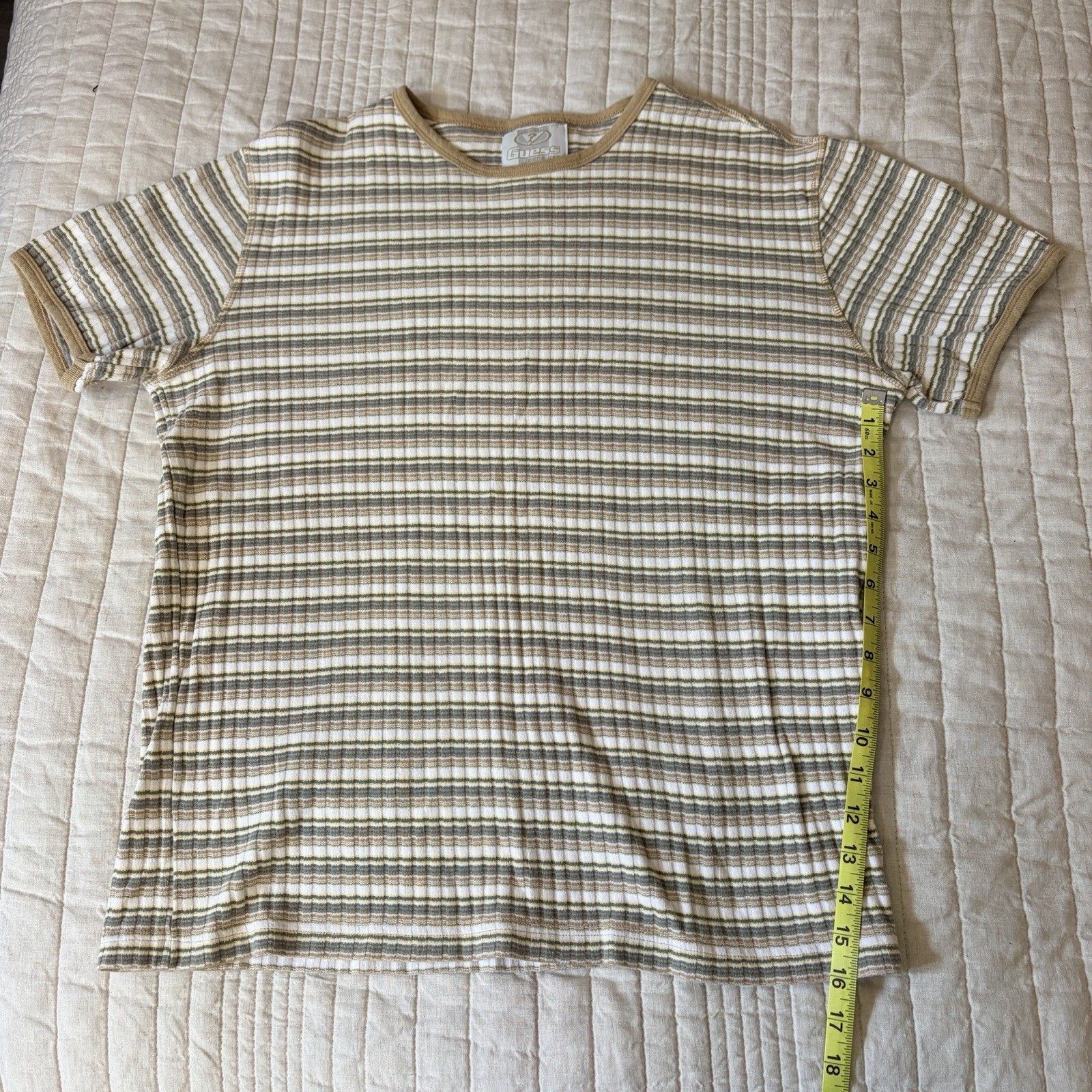Vintage Guess Originals Mens Horizontal Striped T-Shirt Sz XXL Ribbed Y2K EUC gallery
