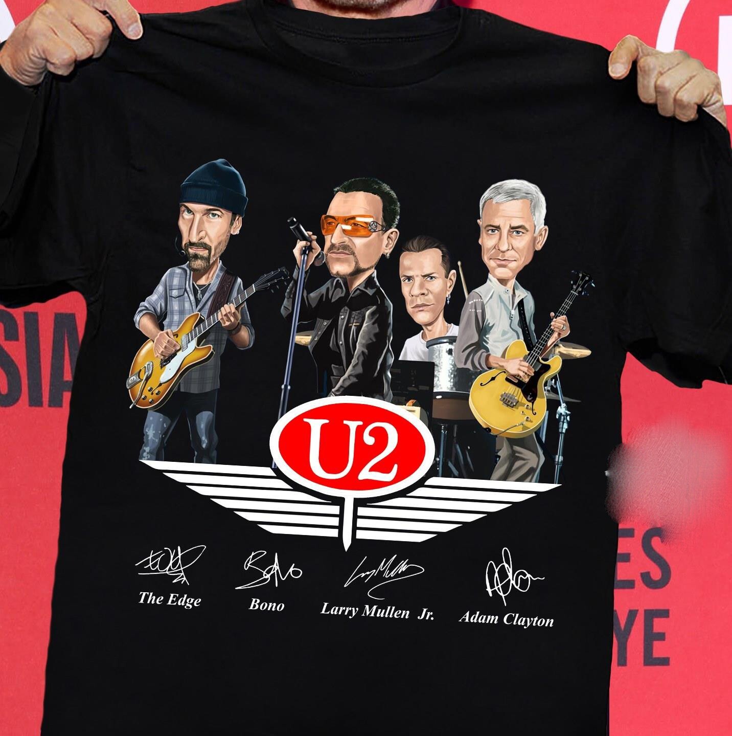 Vintage U2 Band Live In Concert Heavy Cotton Black All Size Unisex Shirt BL443