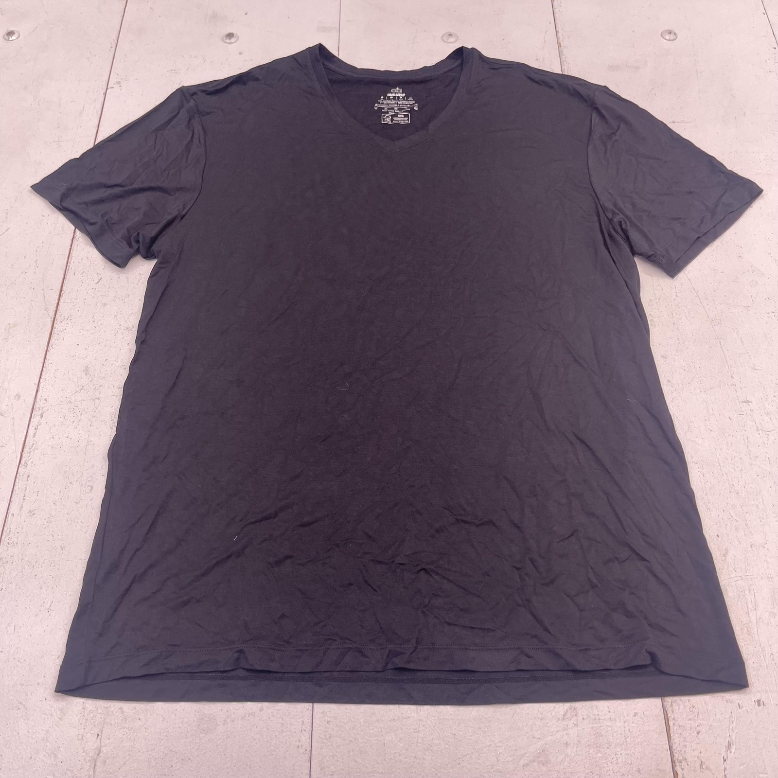 David Archy Shirt Mens XL Black Bamboo Rayon V Neck Short Sleeve Stretch