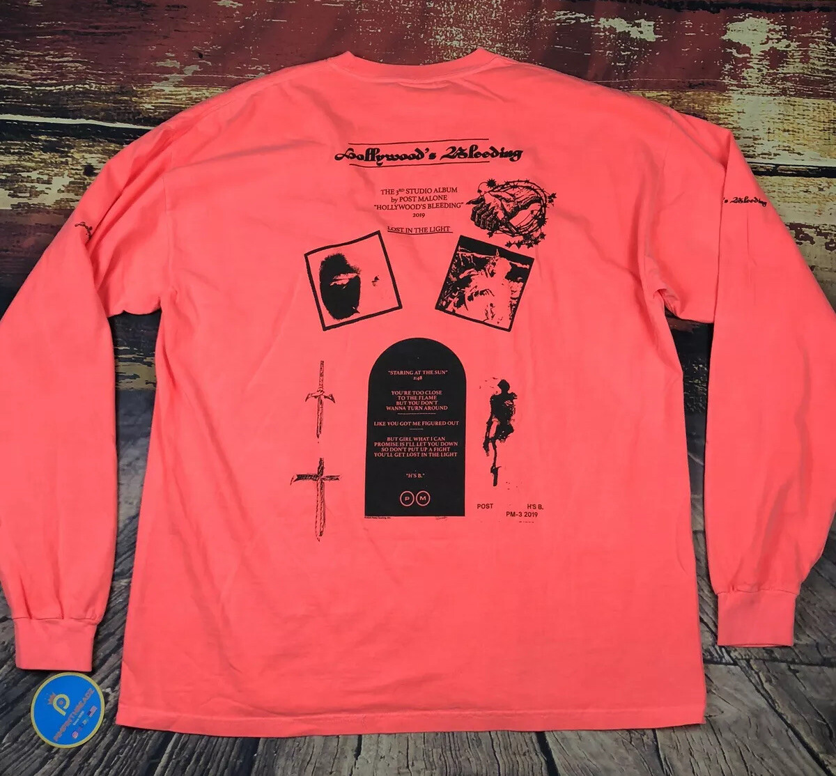Post Malone Concert Shirt Mens LARGE LS Hollywoods Bleeding Tour Neon DEADSTOCK gallery