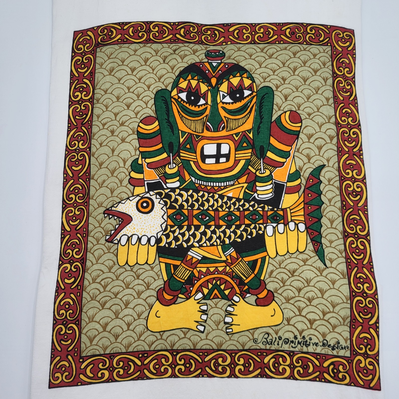Vintage Bali Primitive Designs Native Art Shirt Size XL Hand Made in India gallery