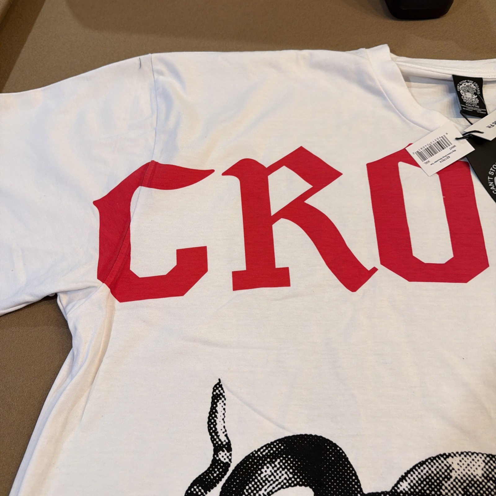 Crooks & Castles T-Shirt Men's Sz XXL Big Cobra Drop Shoulder Heavyweight White gallery