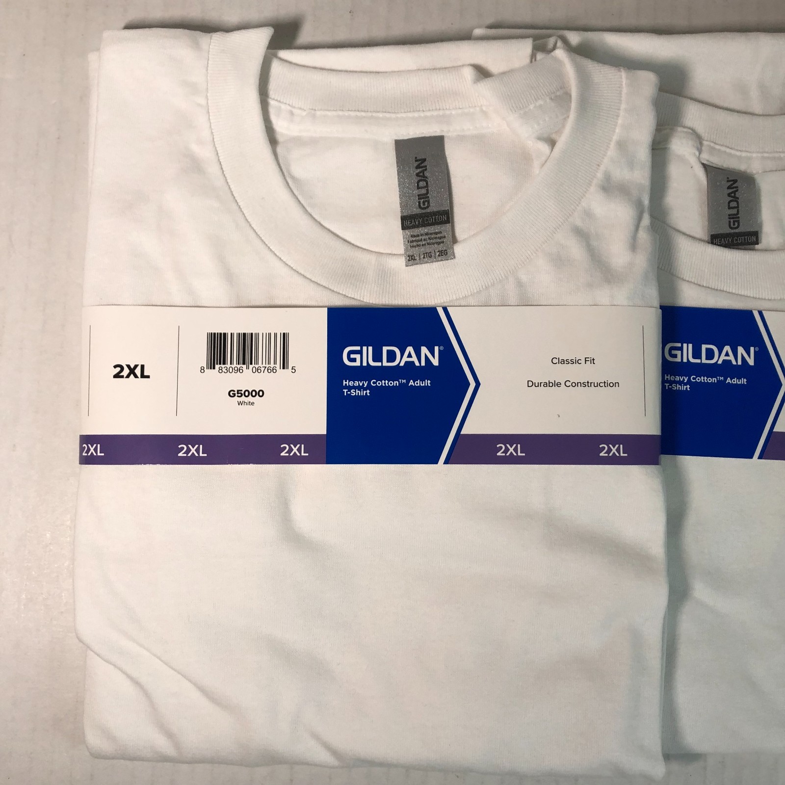Gildan Mens Heavy Cotton (LOT Of 2) White 2XL Plain Adult T-Shirt Tee G5000 XXL gallery