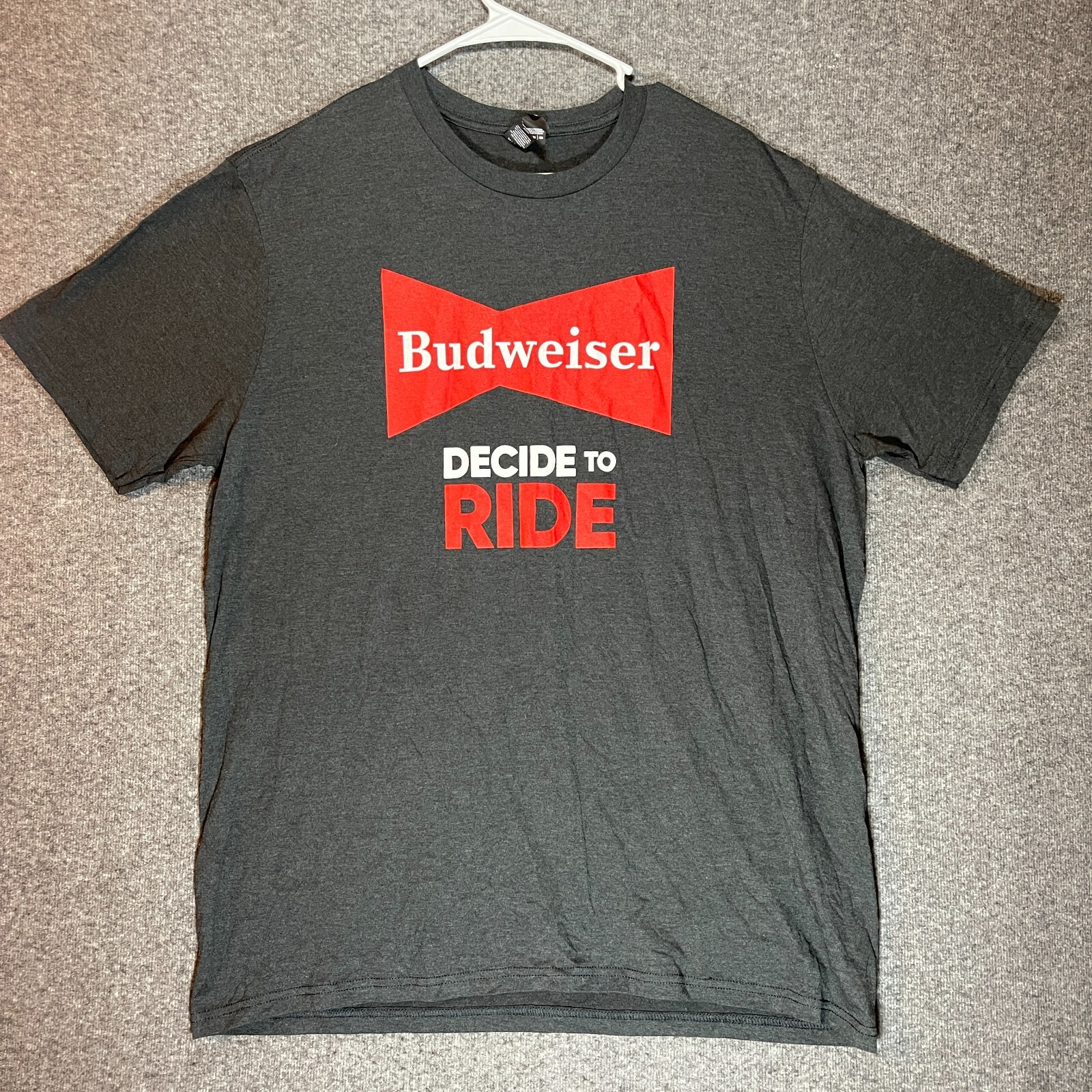 BUDWEISER Shirt Adult Extra Large Black Decide To Ride Pullover Short Sleeve Men