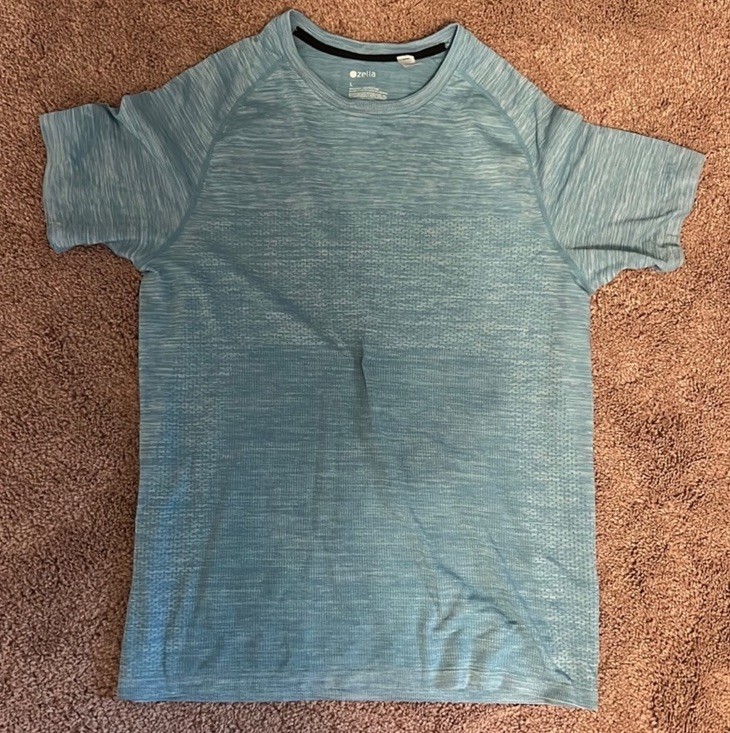 Zella Crewneck Micro modal Spandex Short Sleeve Men T-Shirt Blue L