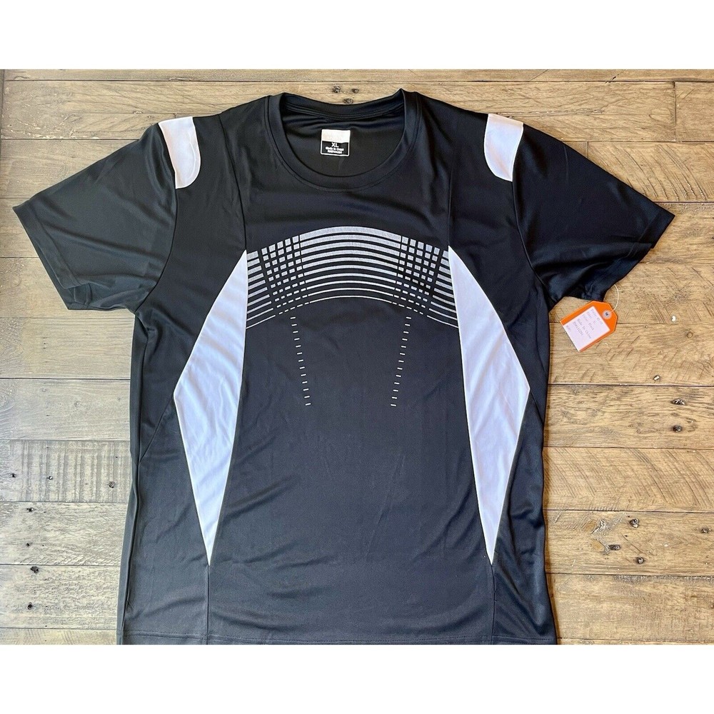 Men’s Quick-Dry Sport Running Performance Gym Workout Two Tone T-shirt XL