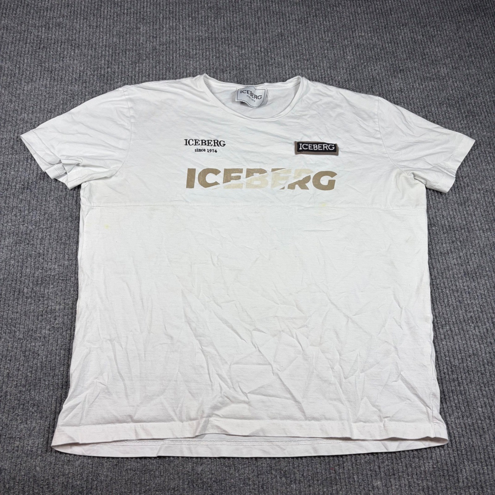 Iceberg Shirt Mens 3XL Since White Crew Neck Logo Patch Graphic Tee gallery