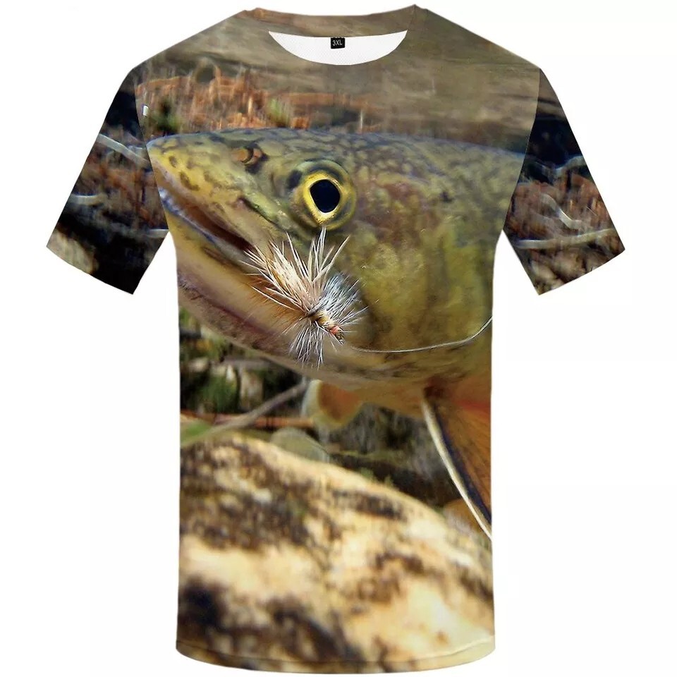T-Shirt, Fish, Trout, Size XL, Fly Fishing, Outdoors, Casual Top, Camping gallery