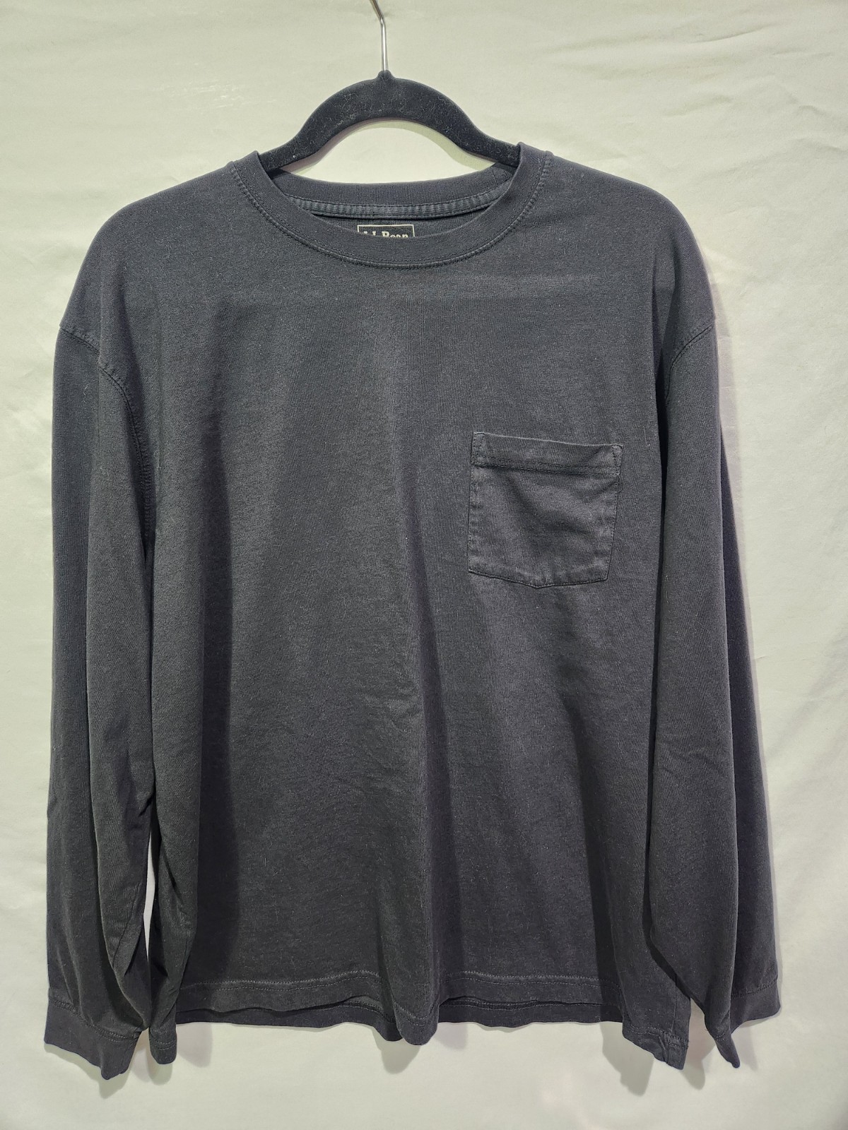 L.L Bean Men’s Black Carefree Unshrinkable Tee Traditional Fit Long-Sleeve Large