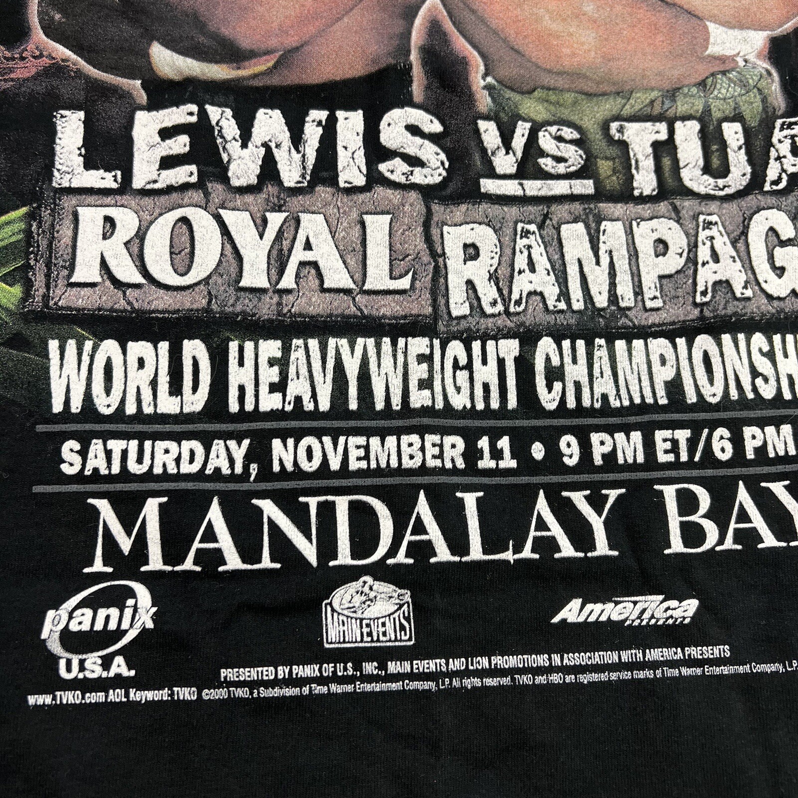 Vtg Lennox Lewis Vs David Tua Royal Rampage Boxing Promo T-Shirt 2000 Mens Large gallery