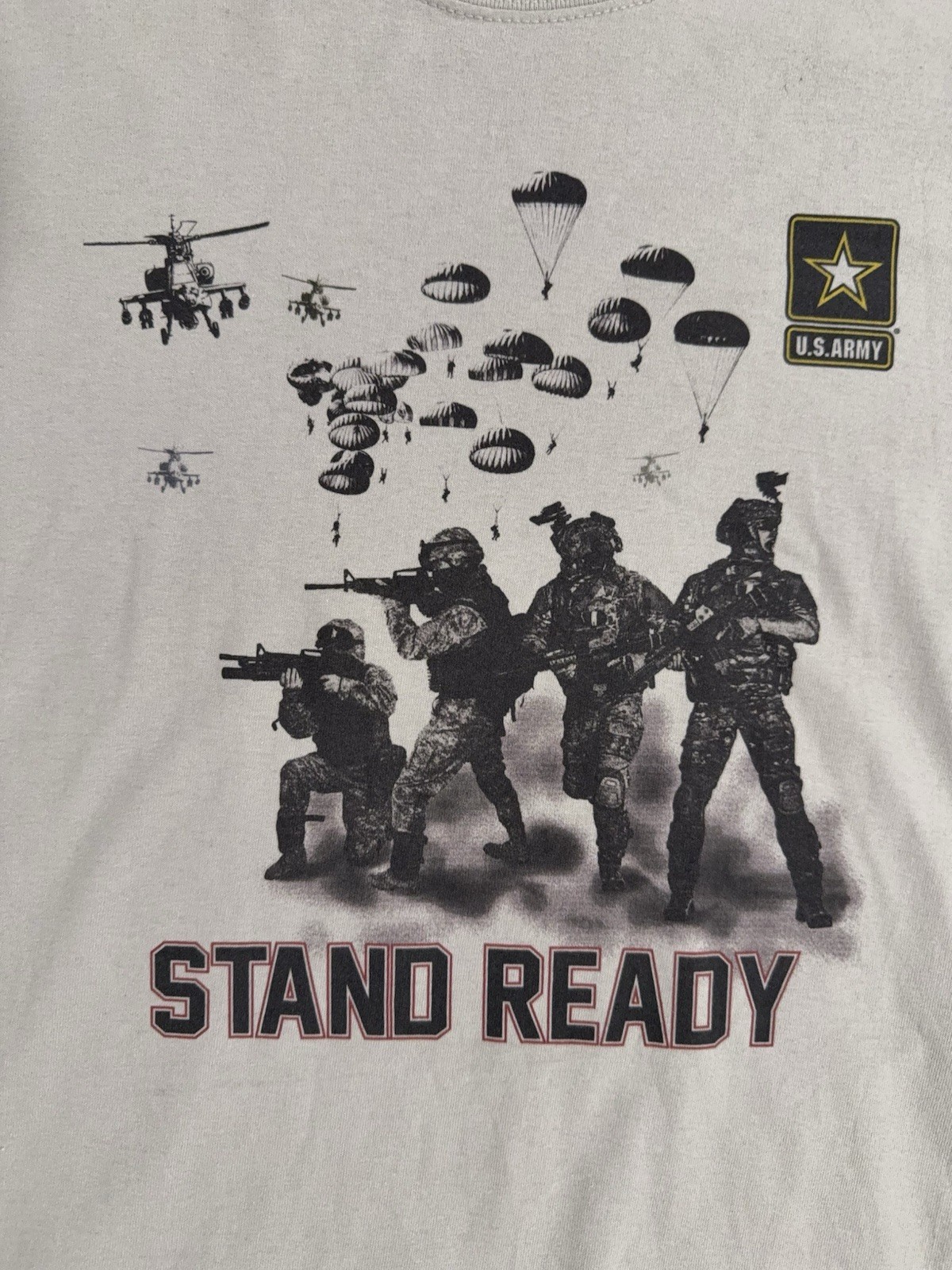 US Army “STAND READY” Logo Beige T-Shirt by MV Sport - Size XL - NWT gallery