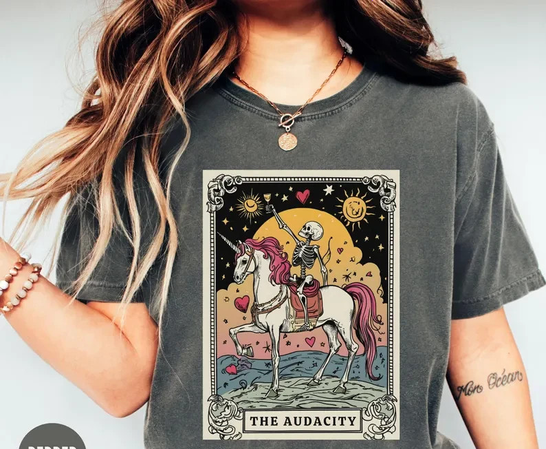 The Audacity Tarot Card Shirt, Sarcastic Skeleton Tee,Mystical Mama Christmas gallery