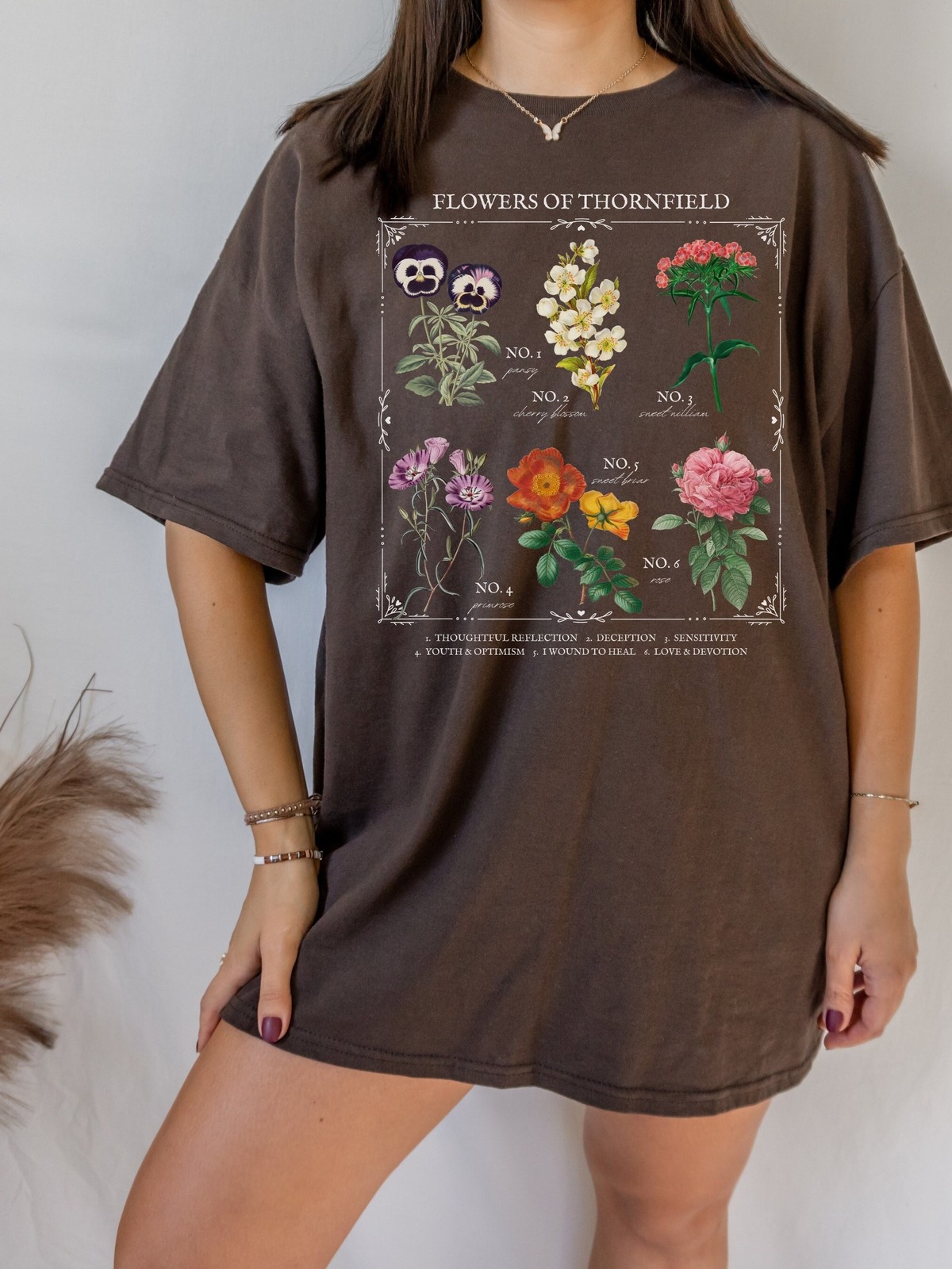 Jane Eyre Literary Flower Chart Herbology Floral Tee Shirt Bookish Bookworm Gift