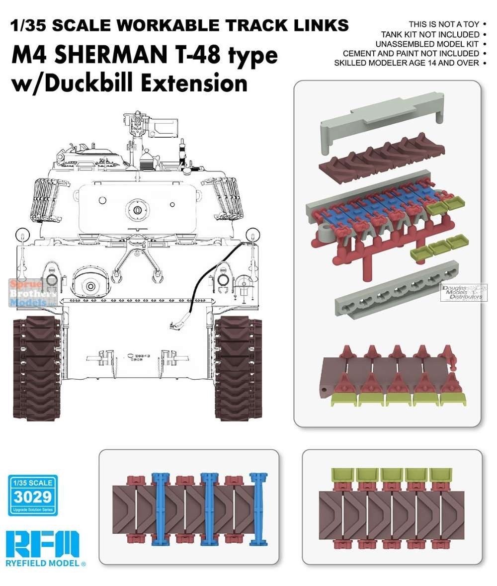 RFMRM3029 1:35 Rye Field Model M4 Sherman T-48 Type Workable Track Set with