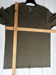 CSG Men’s Large Dark Olive 100% Cotton Short Sleeve V Neck Basic Tee NWT