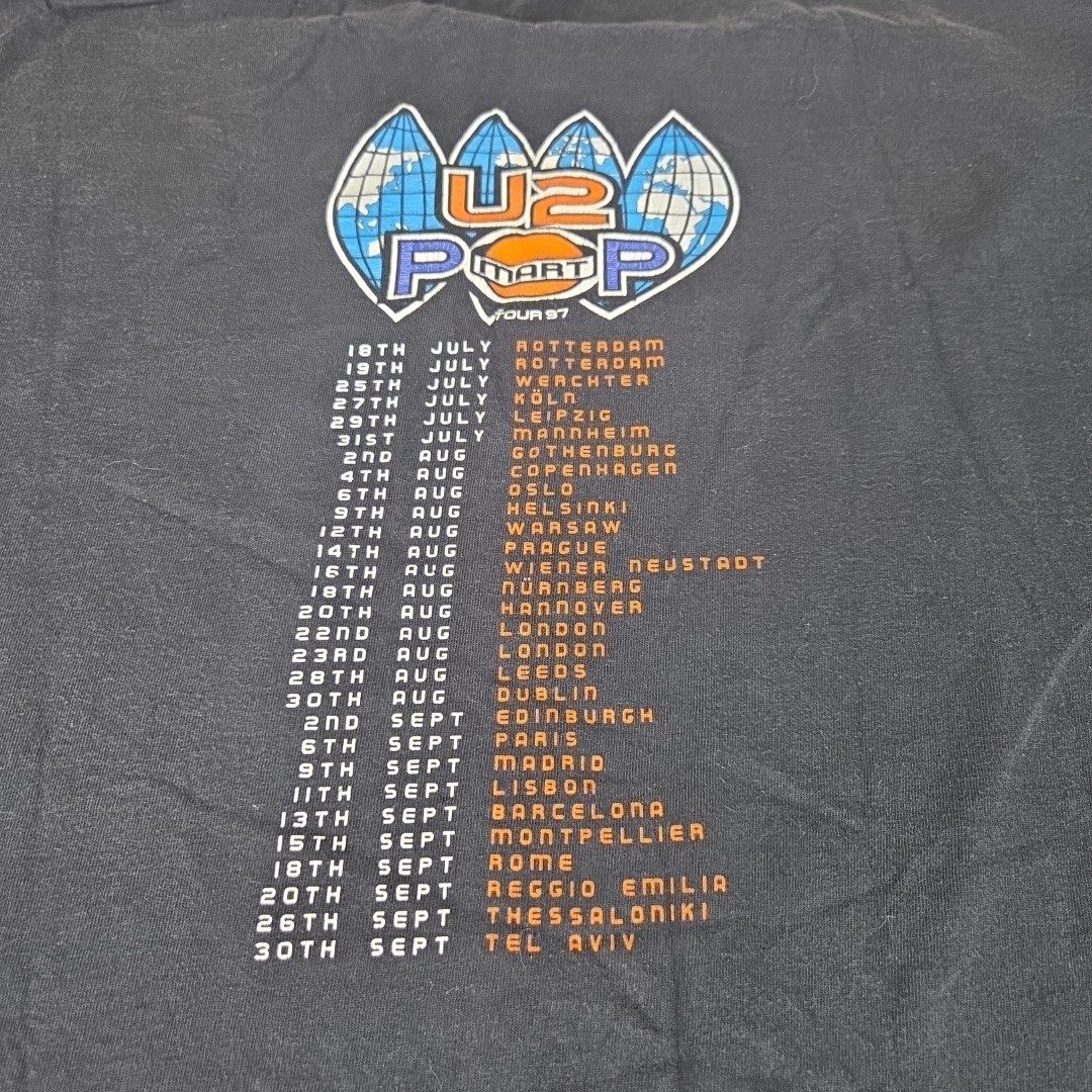 Vintage U2 1997 Pop mart Short Sleeve Black Graphic Tour Shirt Sz L No Tag gallery