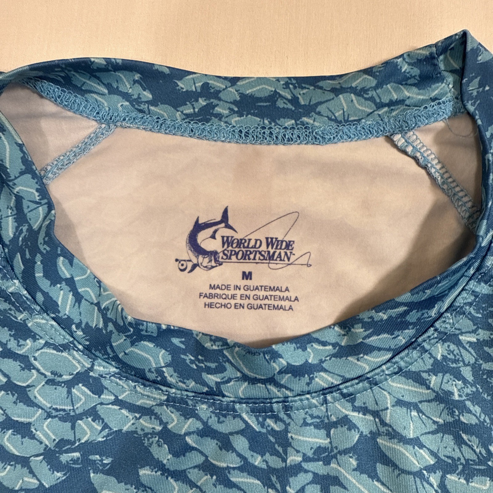 SHIRT World Wide Sportsman Mens Medium Blue Scales Long Slv Fisherman Fishing gallery