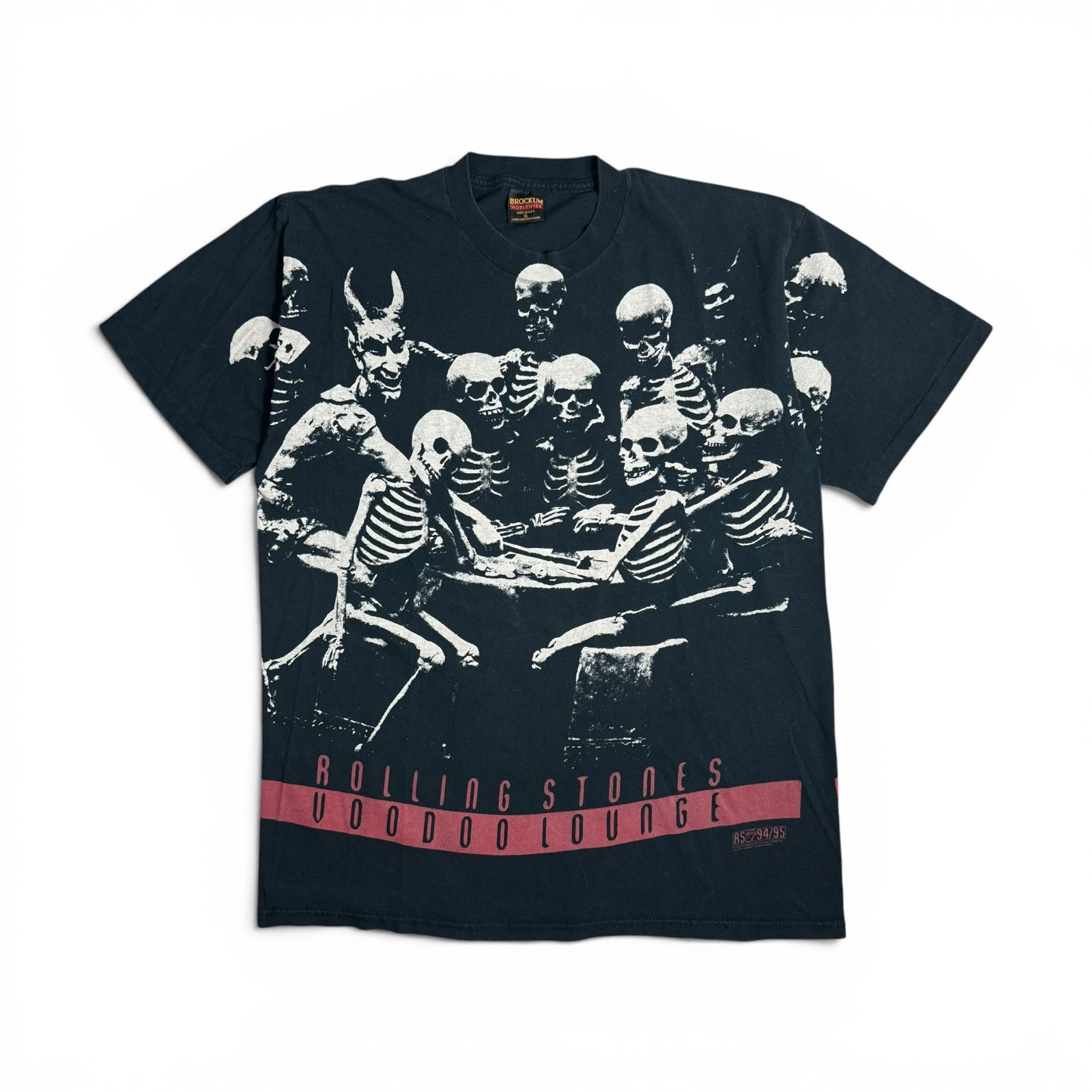 Rolling Stones 1994 Voodoo Lounge Skeleton AOP T-Shirt Black XL Vintage
