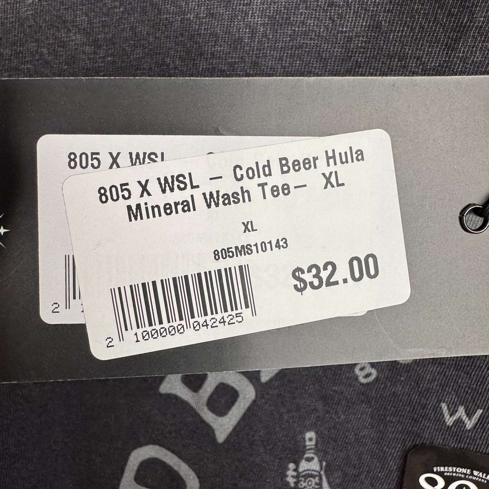 805 WSL Cold Beer Surf Club Mineral Wash T-Shirt Mens XL Black NWT gallery