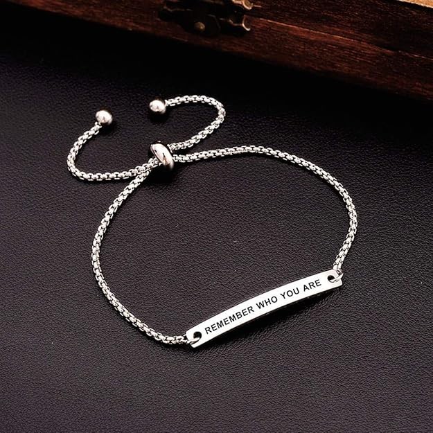 Dainty Cuff Bracelet - REMEMBER WHO YOU ARE - Bracelets Bachelor Party Gift I... gallery