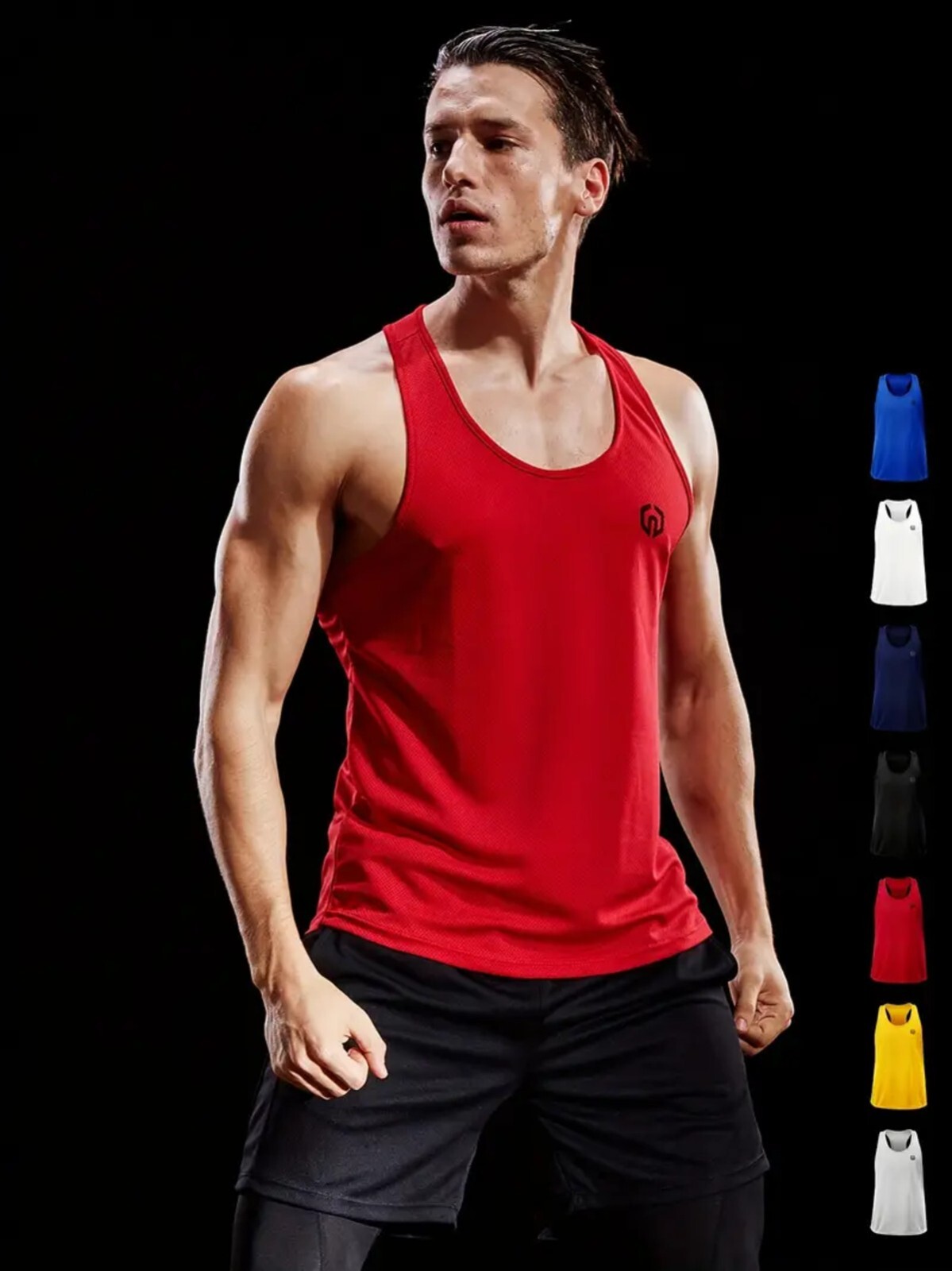 NELEUS 'Dry Fit Logo Muscle' Mesh Tank Top Men's M Gym Workout Exercise Red NEW! gallery