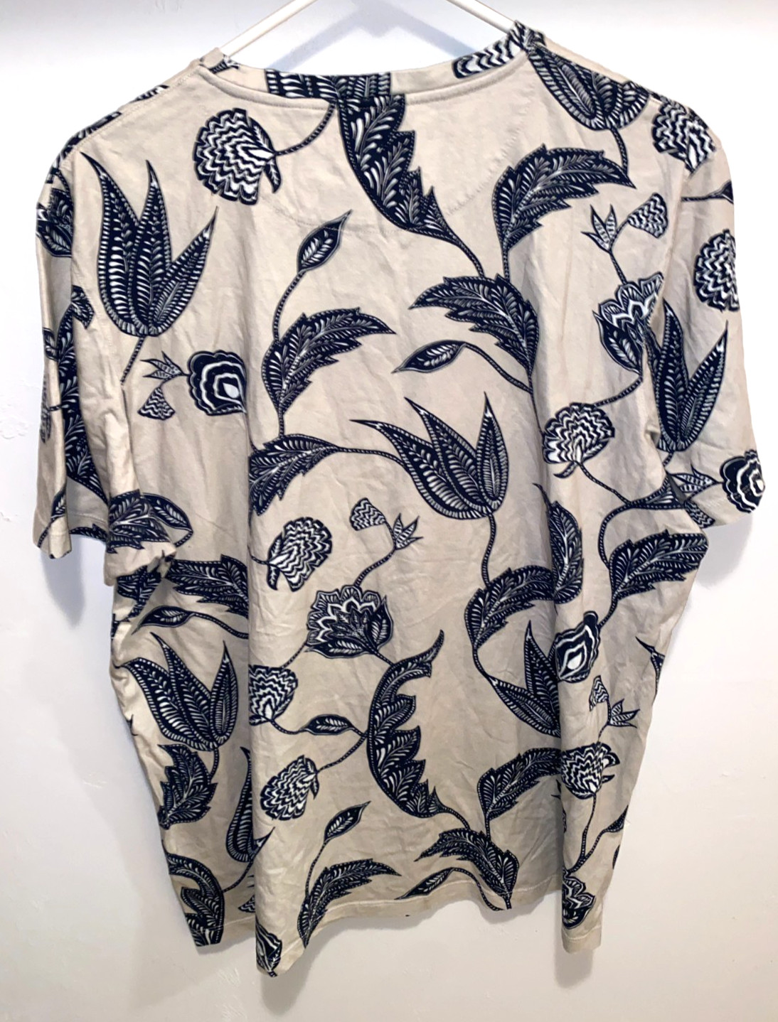 Ted Baker London Shirt Mens 6 Short Sleeve Floral Print Crew Neck Cotton Blue XL gallery