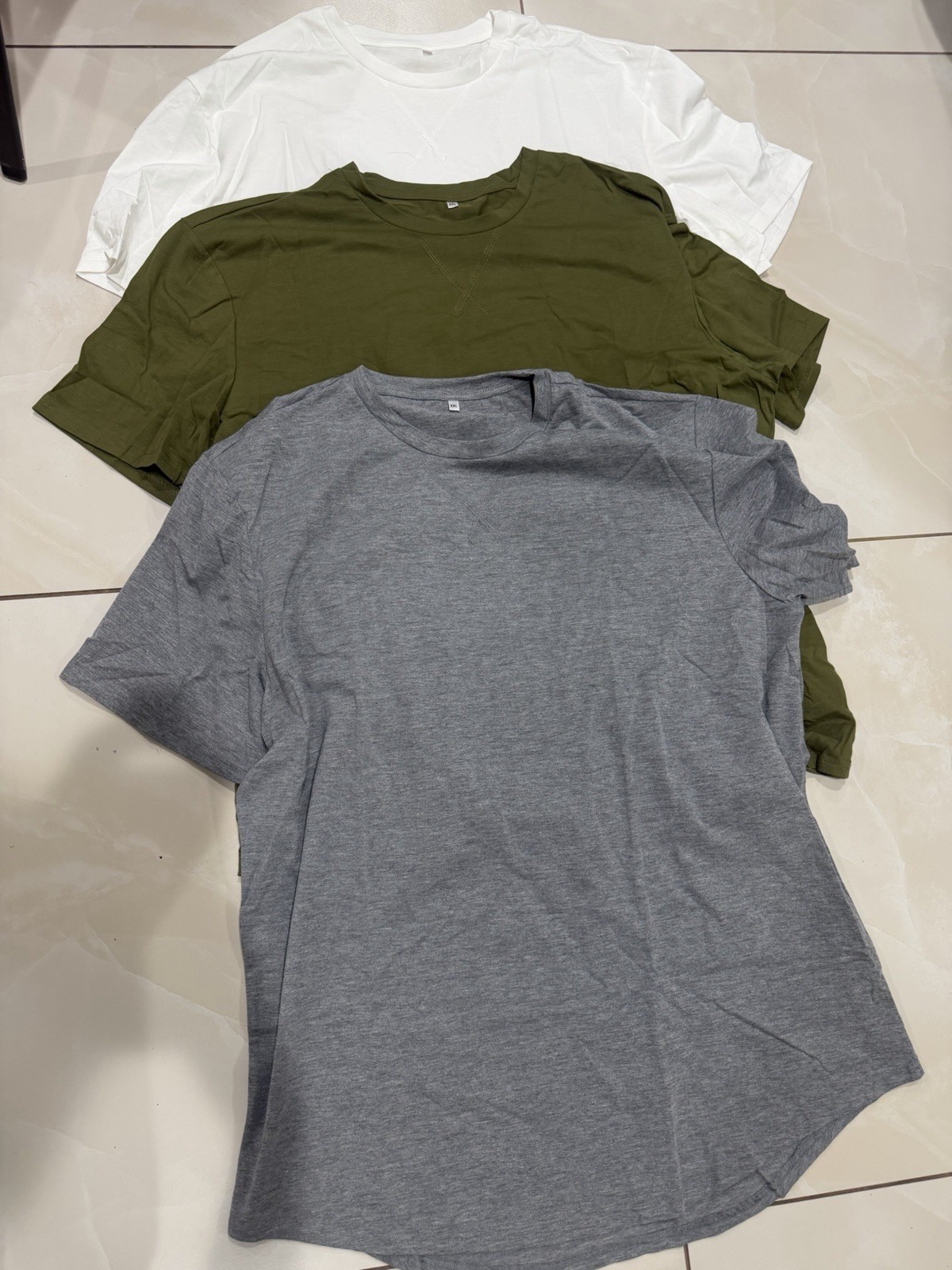 Men’s Jersey Crew Neck Short Sleeve T-Shirts 3-Pack Gray Green White
