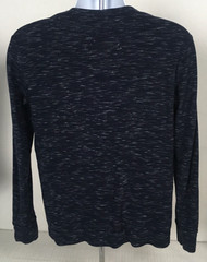 Marc Anthony Henley Men Size L Navy Blue Grey Long Sleeves Slim Fit Round Neck