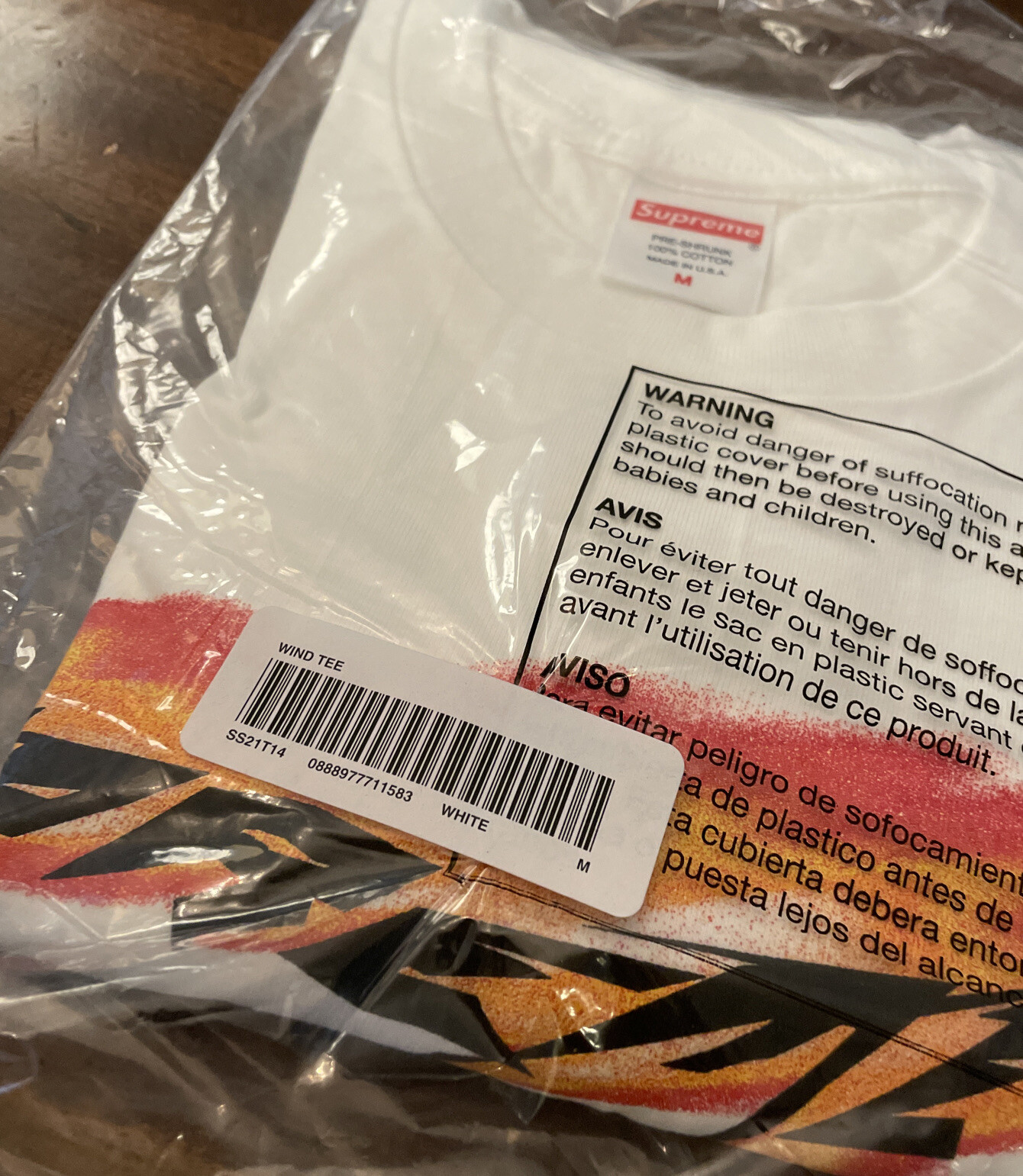 SUPREME WIND TEE WHITE SIZE MEDIUM SS21 WEEK 1 (100% AUTHENTIC) (BRAND NEW) gallery